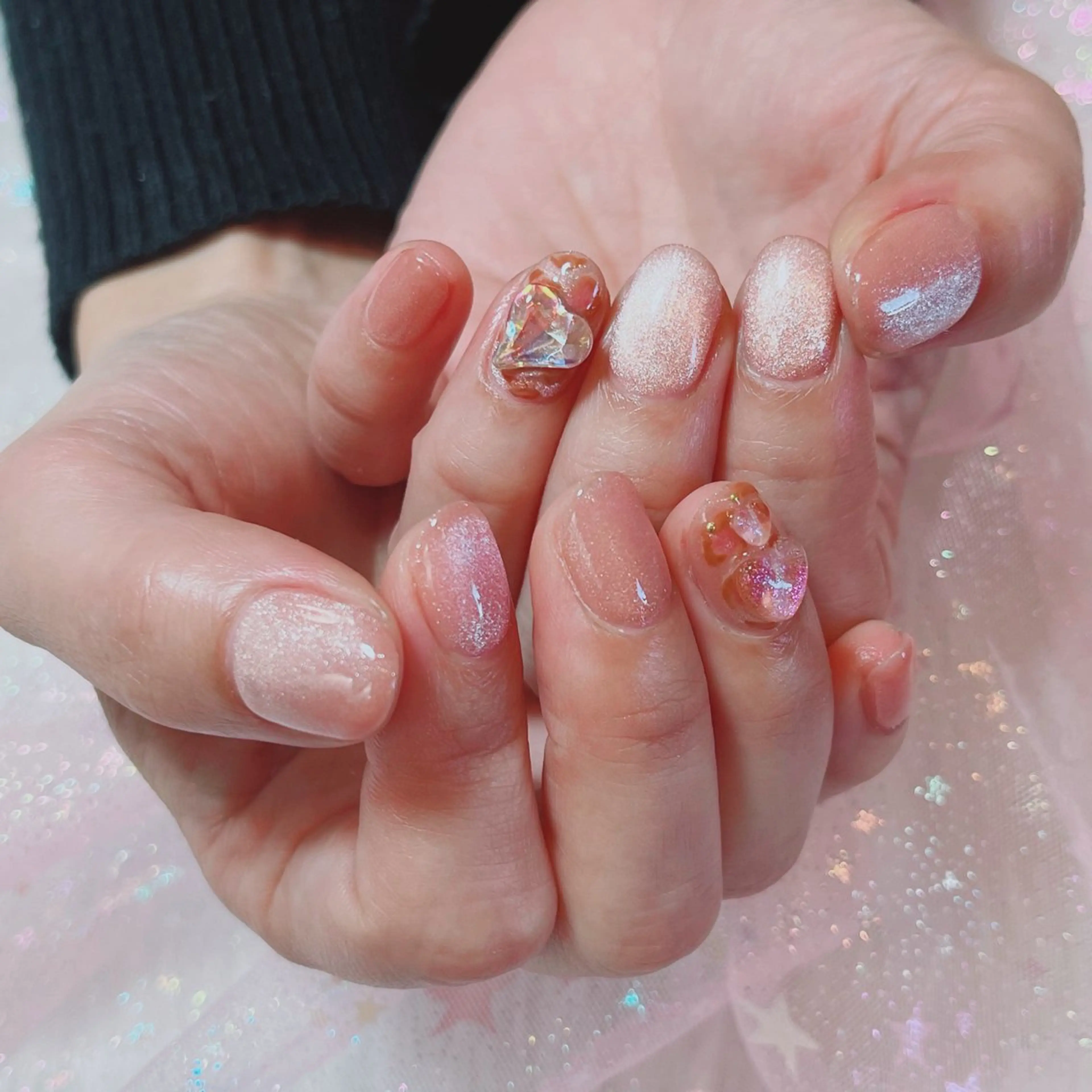 ネイル アニマル柄 アートネイル ブラウン マグネットネイル ワンカラーネイル ruirui.naildesign所属・RUI ☆のネイルデザイン