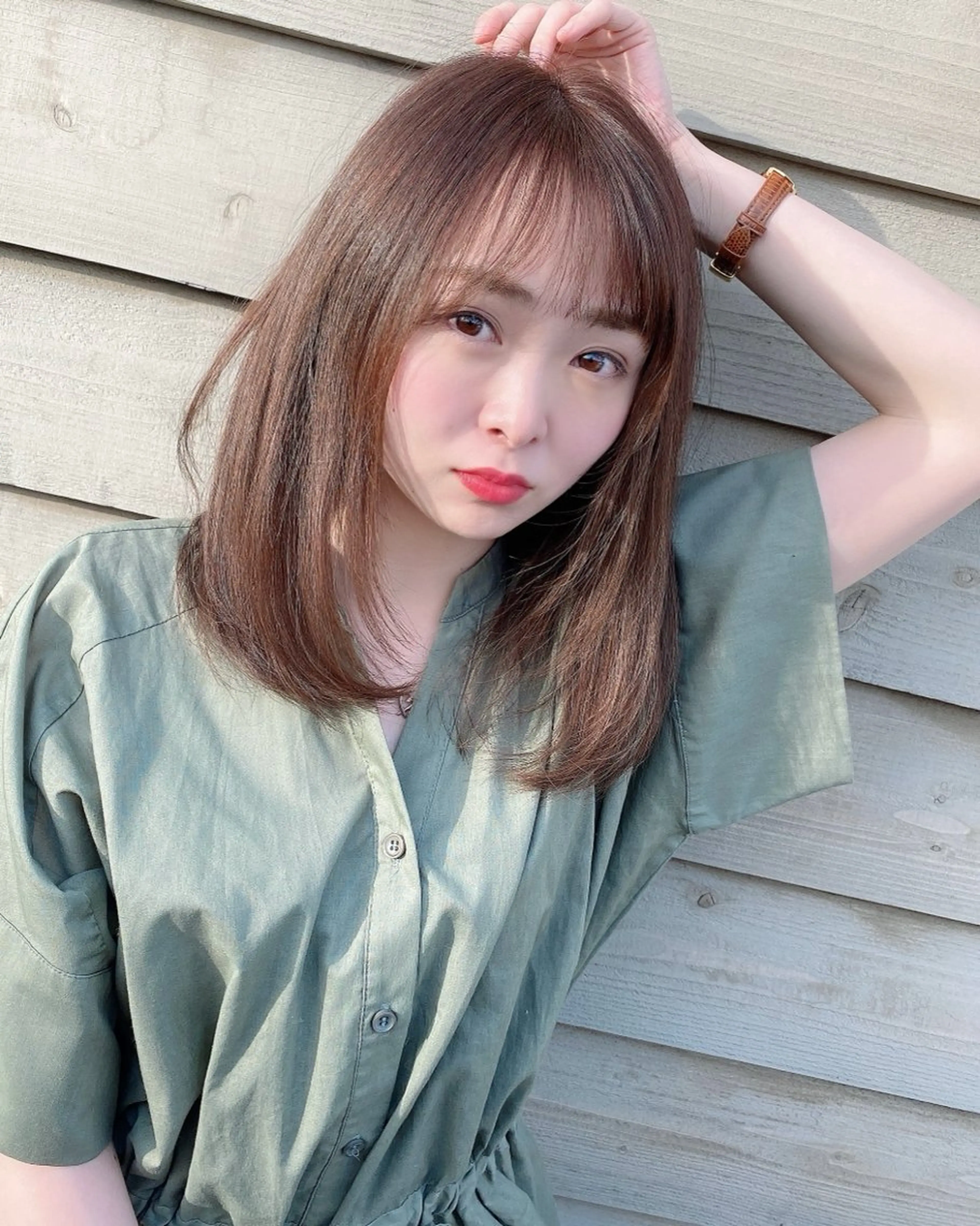 ミディアム ボブレイヤー ボブ 髪質改善 レイヤーカット 縮毛矯正 ボブ・韓国レイヤー・ くびれボブ・内藤康太のヘアスタイル