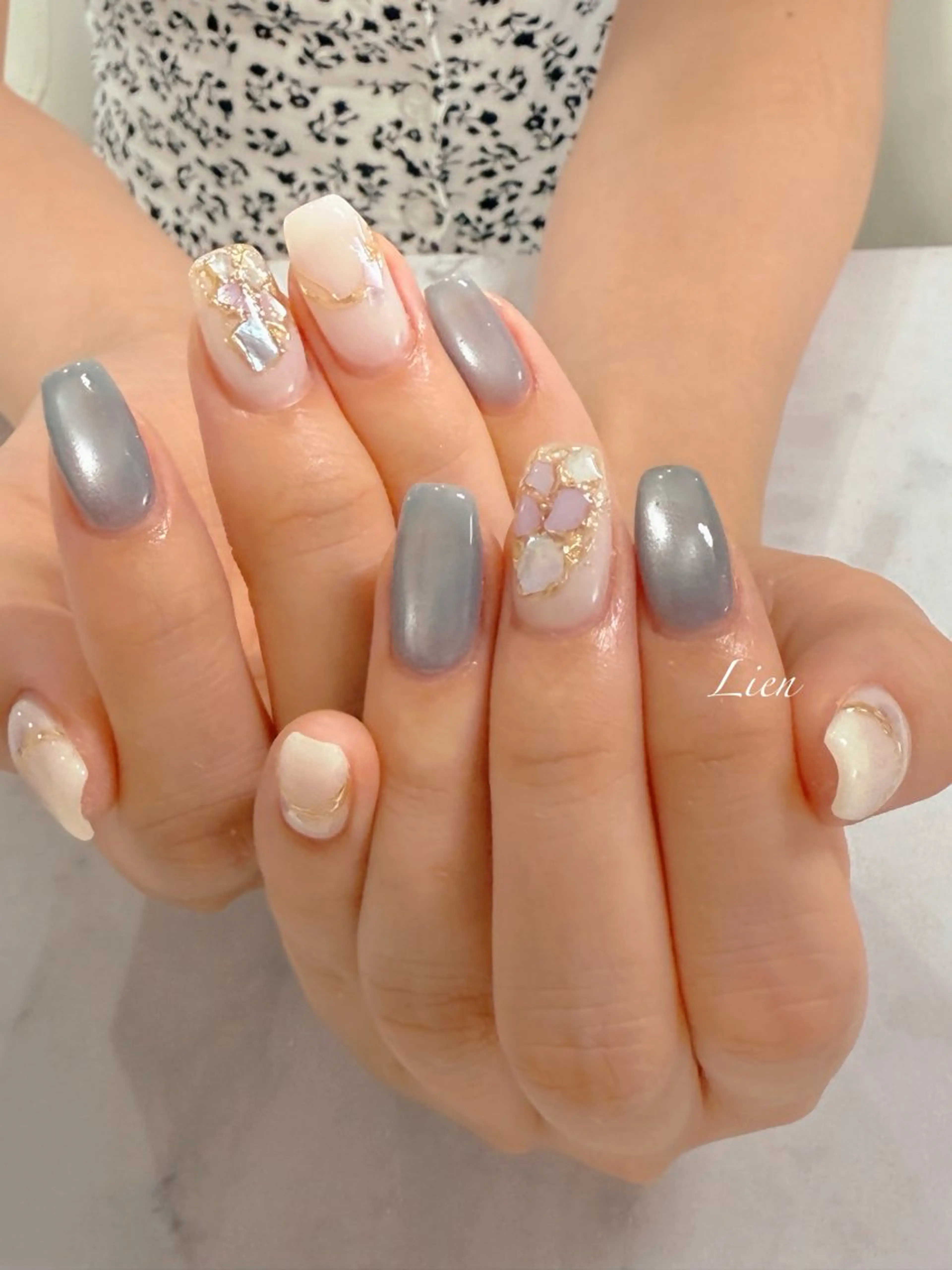 ネイル 長さ出し フットネイル フレンチネイル ジェルネイル ガラスフレンチ ハンドネイル Lien（リアン） 銀座駅6分のネイルデザイン