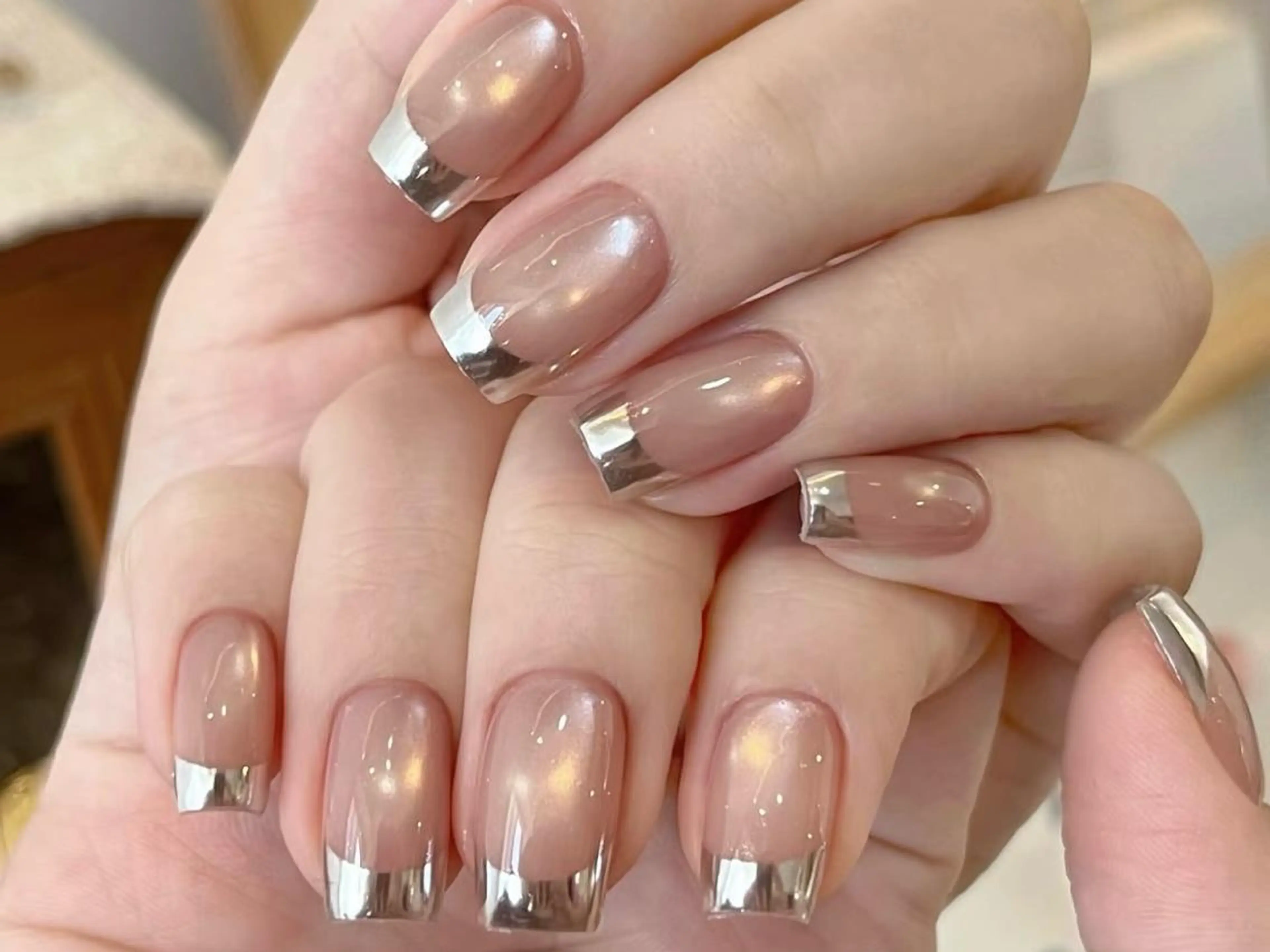 ネイル オーロラネイル チークネイル 長さ出し フットネイル フレンチネイル ハンドネイル ハンドケア Pandora nailのネイルデザイン