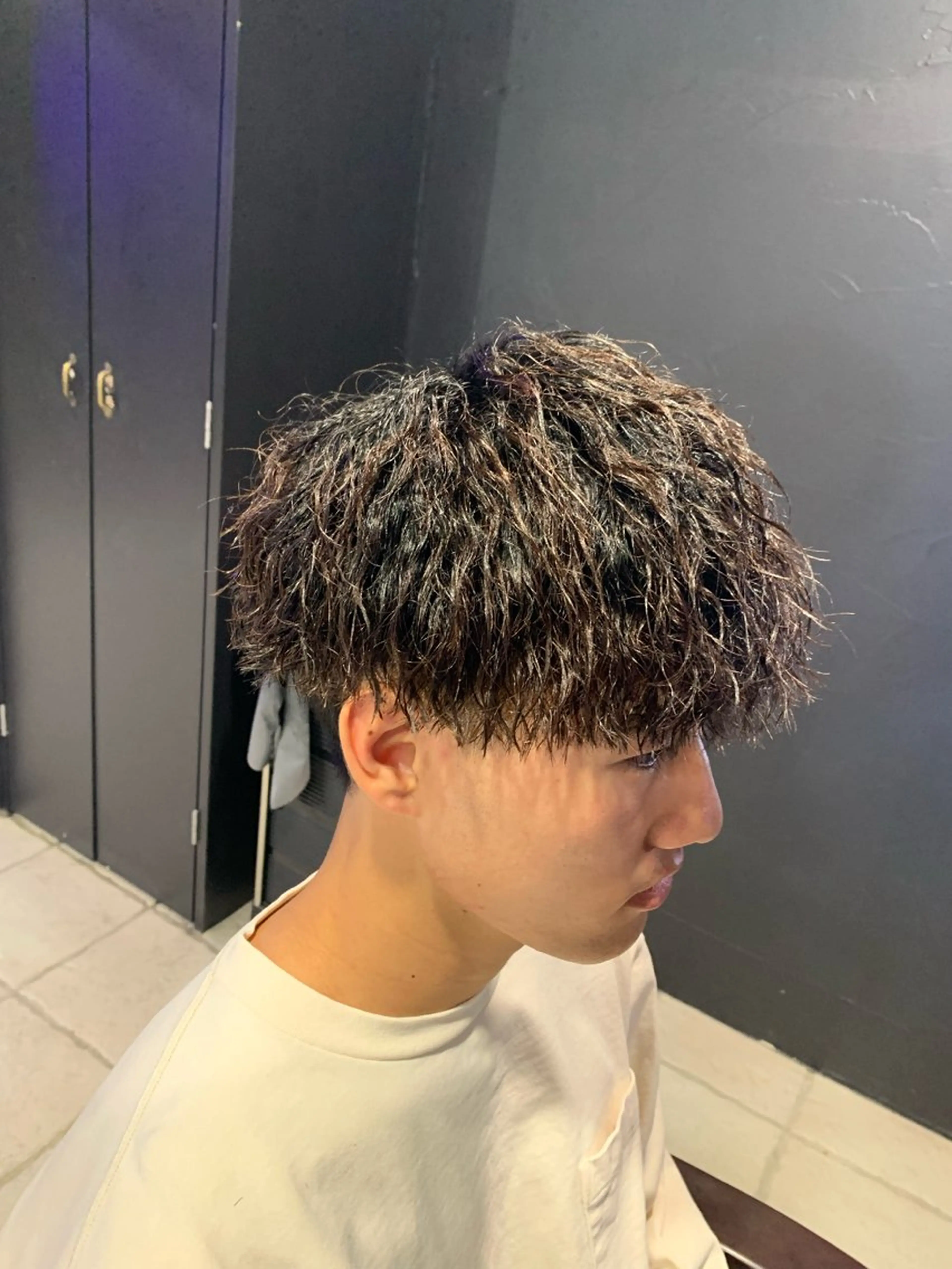 ショート メンズ カット パーマ ヘアセット メンズパーマ/難波/ 心斎橋　室園亮佑のヘアスタイル