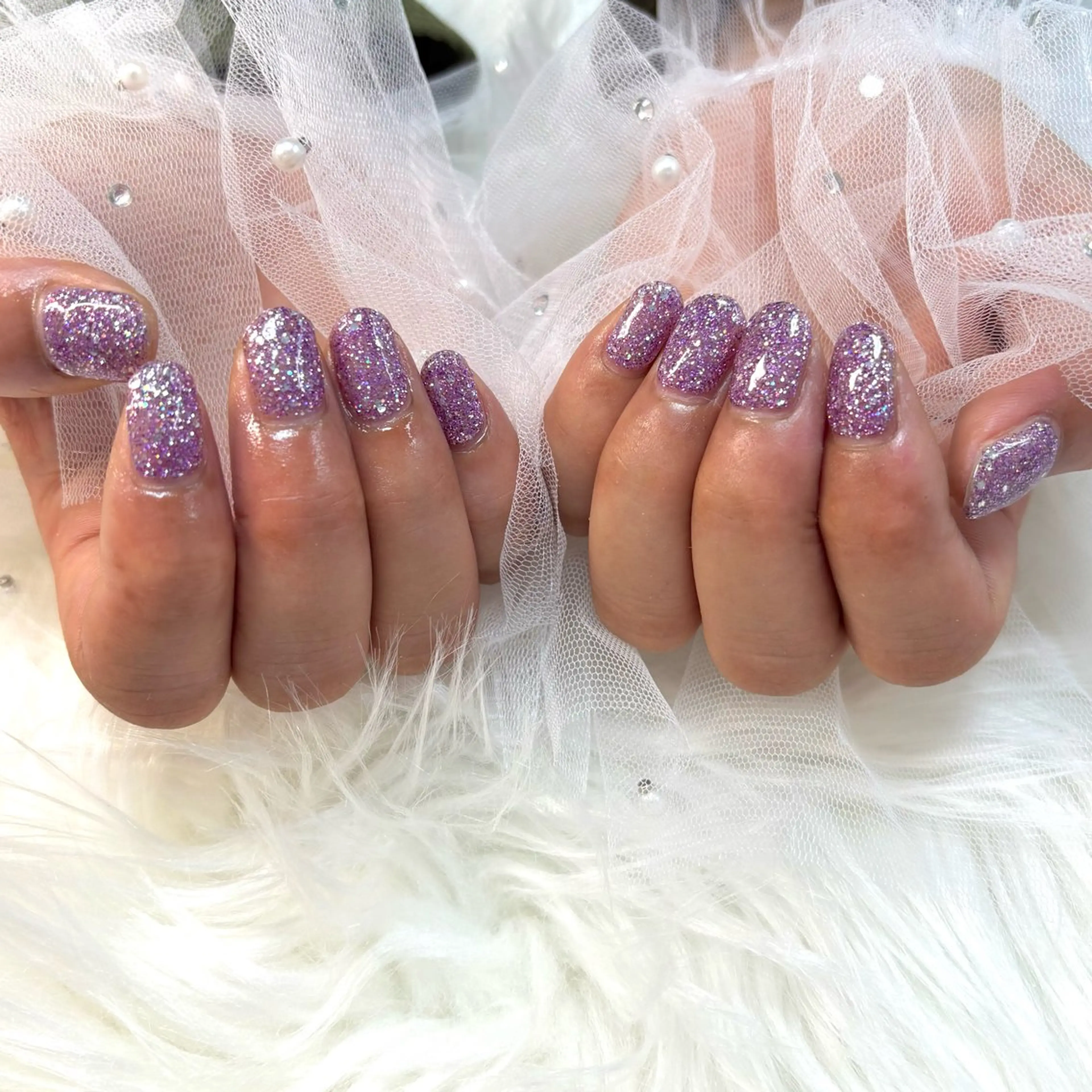 ネイル ワンカラーネイル パープル ハンドネイル SHINE nail salonのネイルデザイン