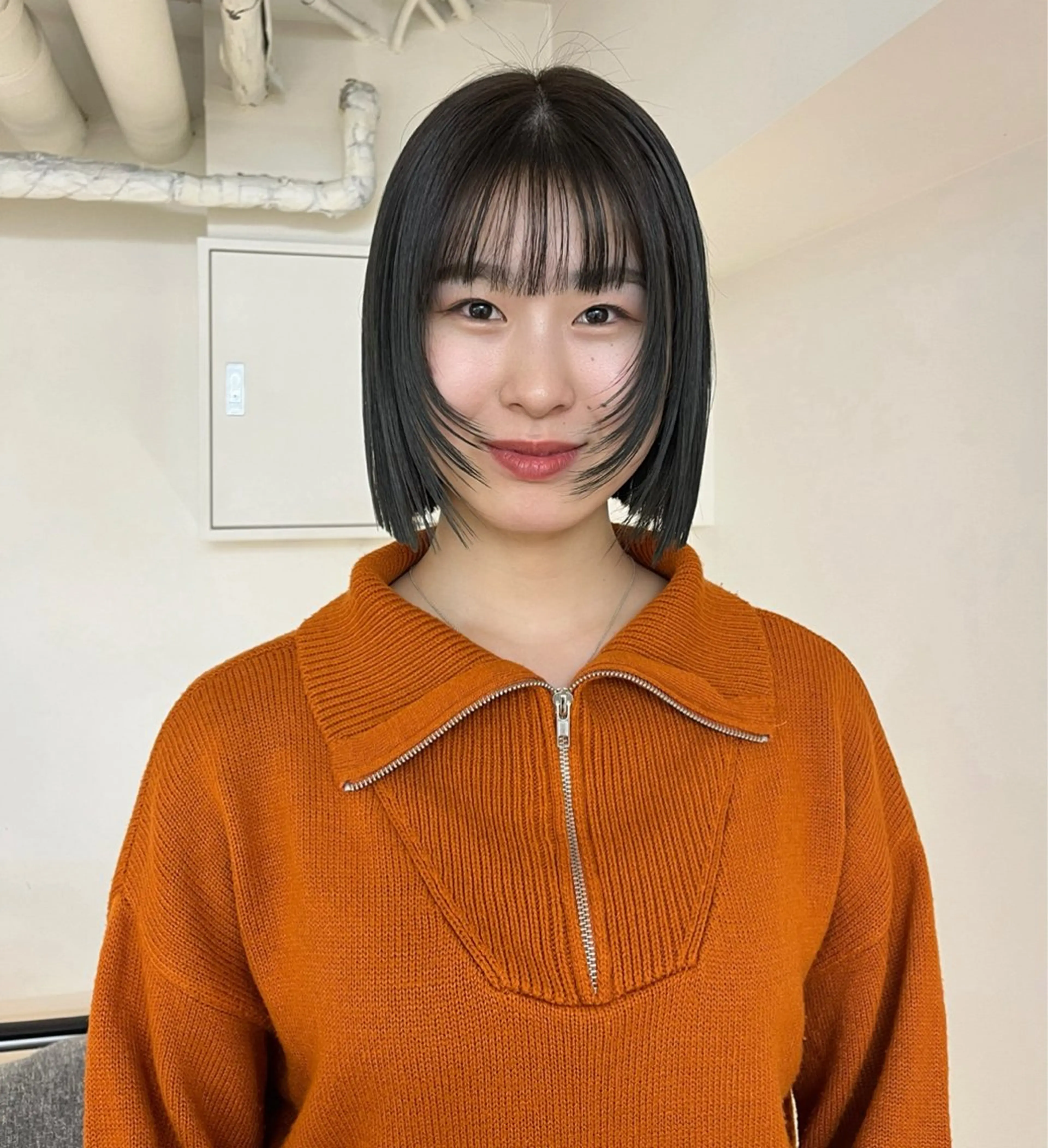 ミディアム ボブ 顔まわりレイヤー 顔周りカット レイヤーカット ハルカ/ fit standのヘアスタイル