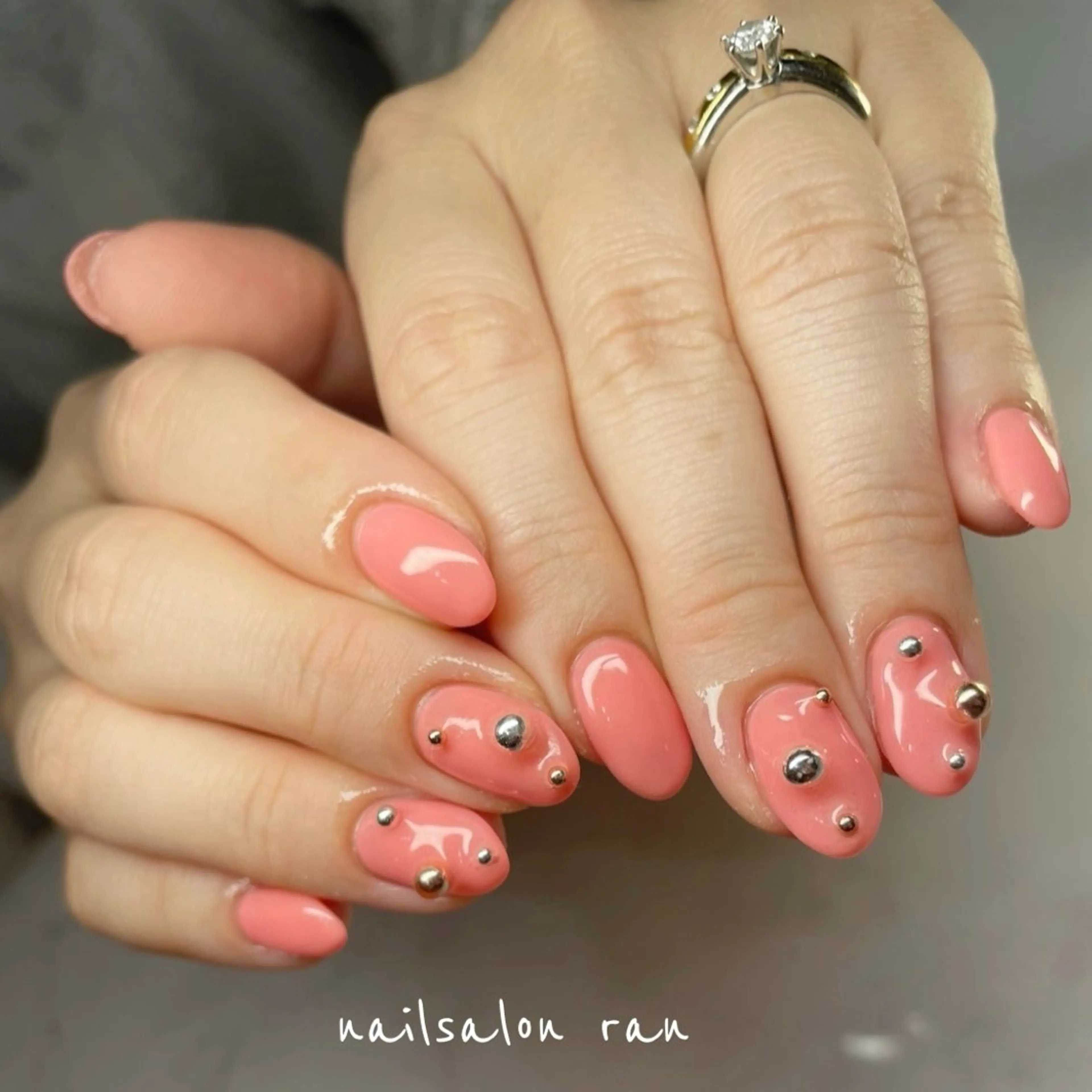ネイル カジュアル ピンク ハンドネイル ハンドケア nailsalon ranのネイルデザイン