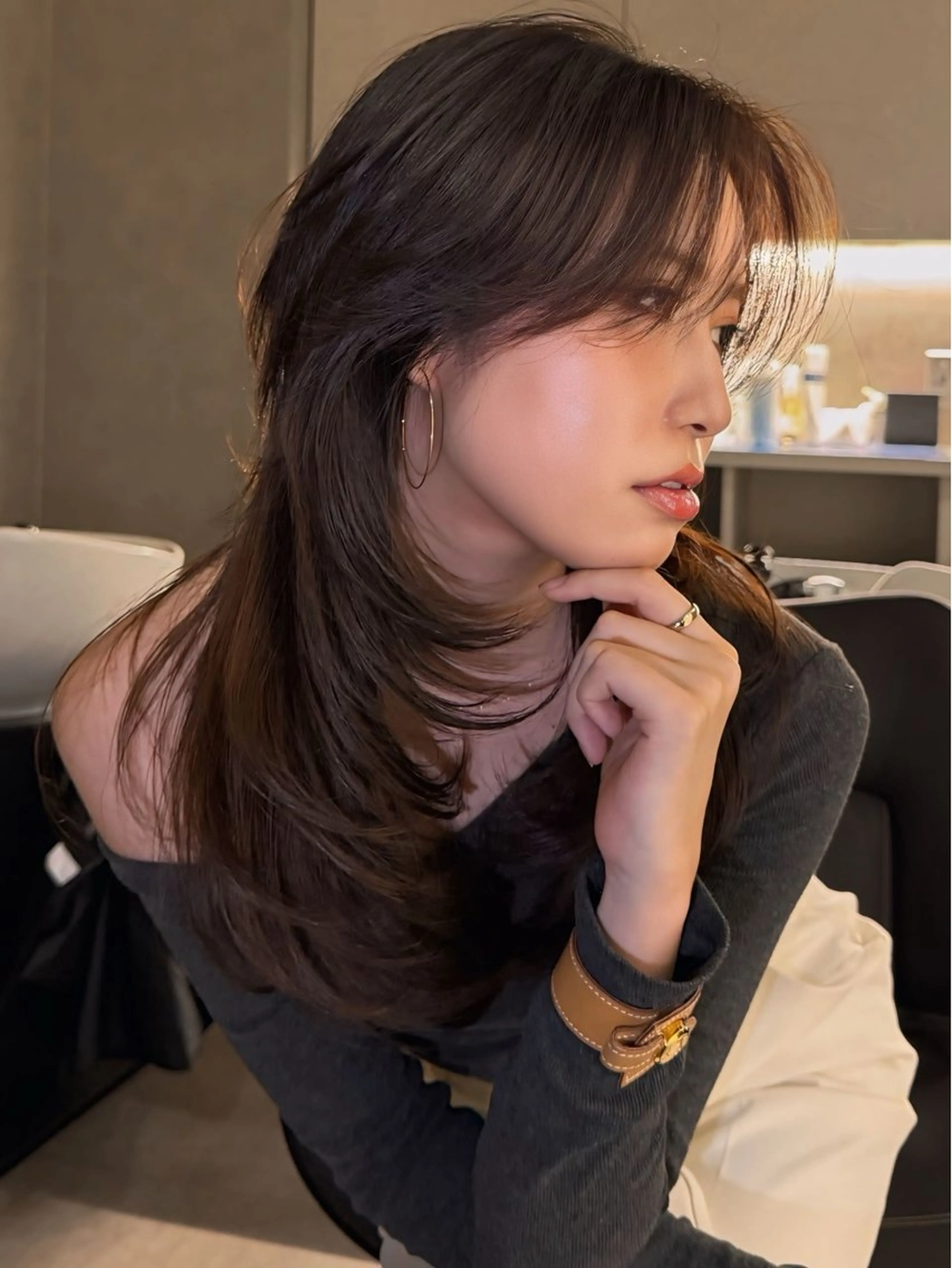 セミロング レイヤーカット カット ヘアカラー トリートメント 盛れるカットカラー DEAN豊橋店のヘアスタイル