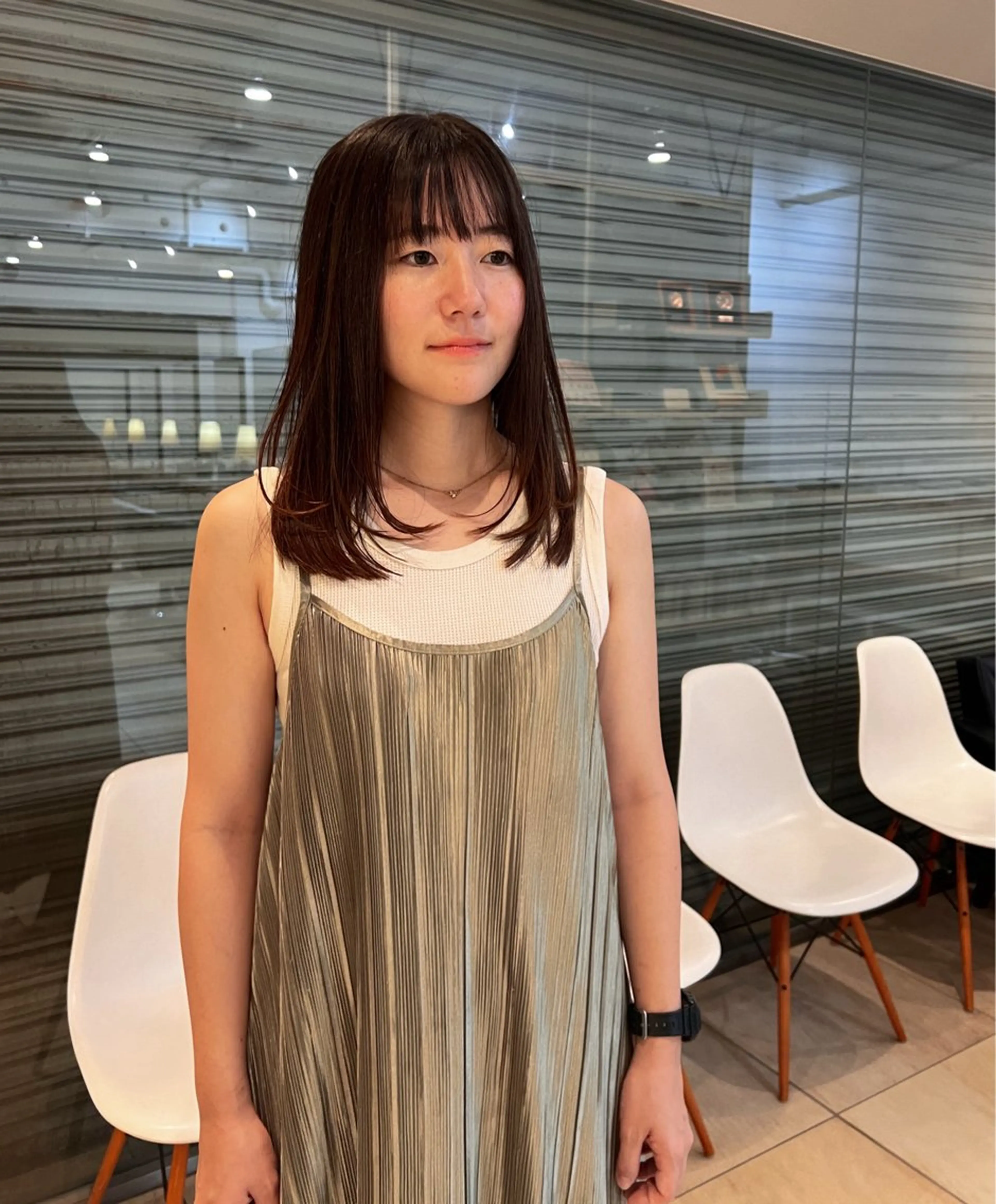 セミロング 顔周りカット レイヤーカット リリカ🐈‍⬛ブリー チカラー/上永谷のヘアスタイル