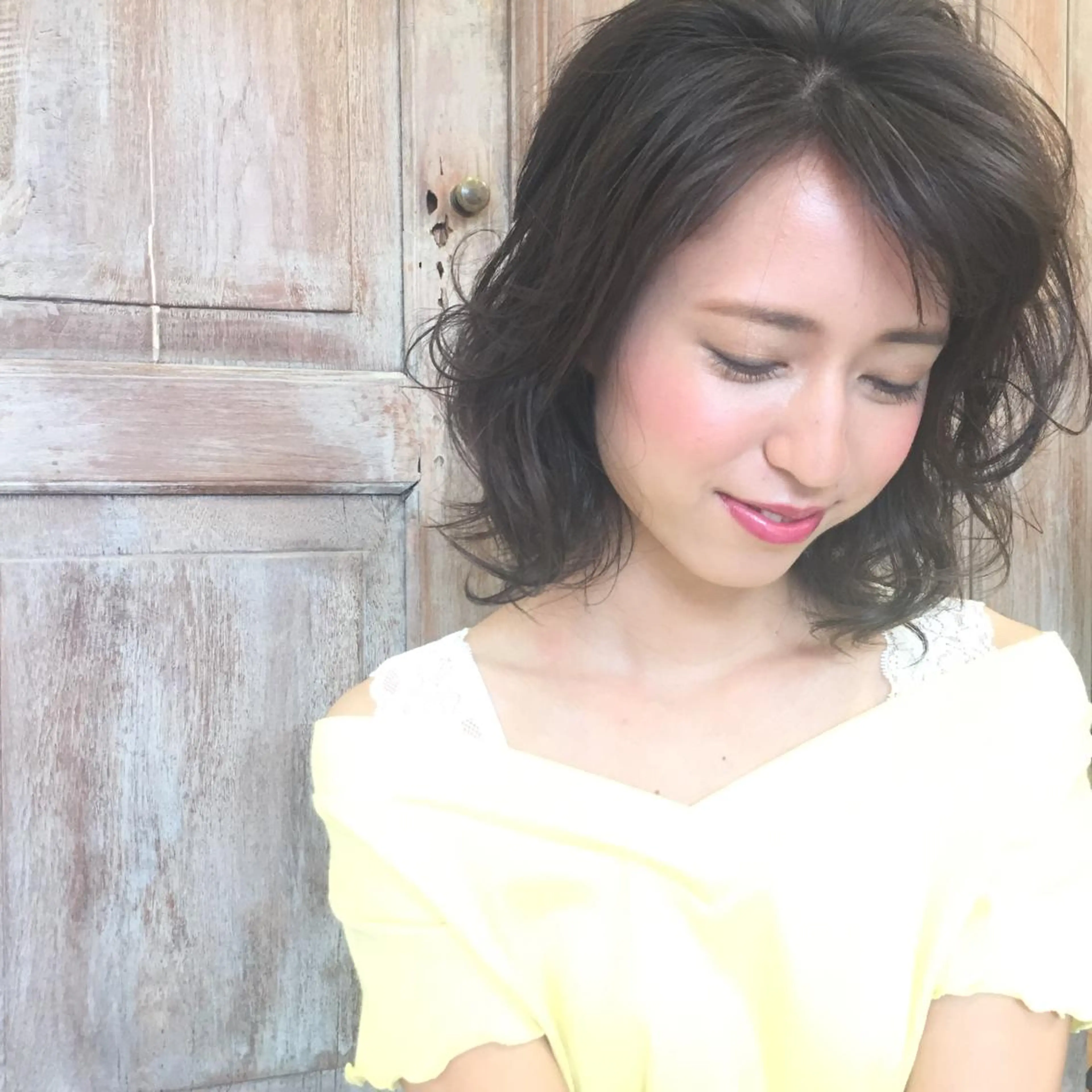 ミディアム ミディアムパーマ 伸ばしかけ カット トリートメント ヘッドスパ ヘアセット DiMPlE  ディンプル所属・🌸スタイリスト 山浦美恵のヘアスタイル