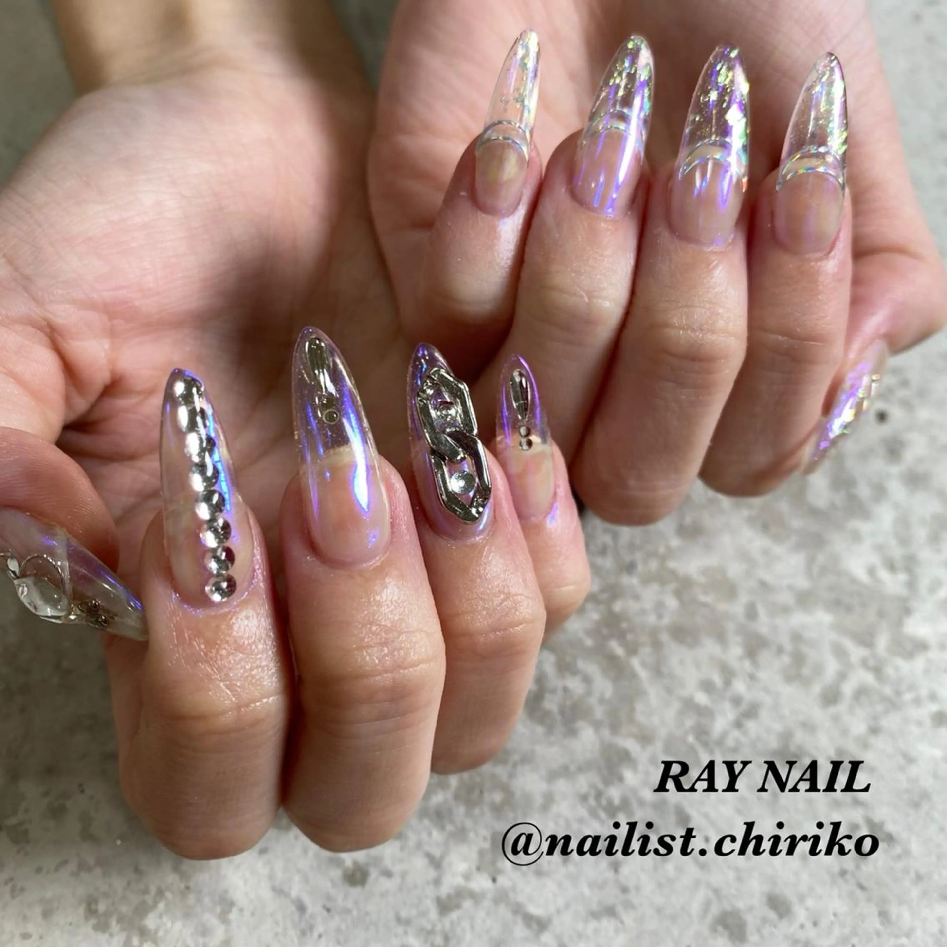 ネイル クリアネイル スカルプネイル ハンドネイル 足立 莉奈のネイルデザイン