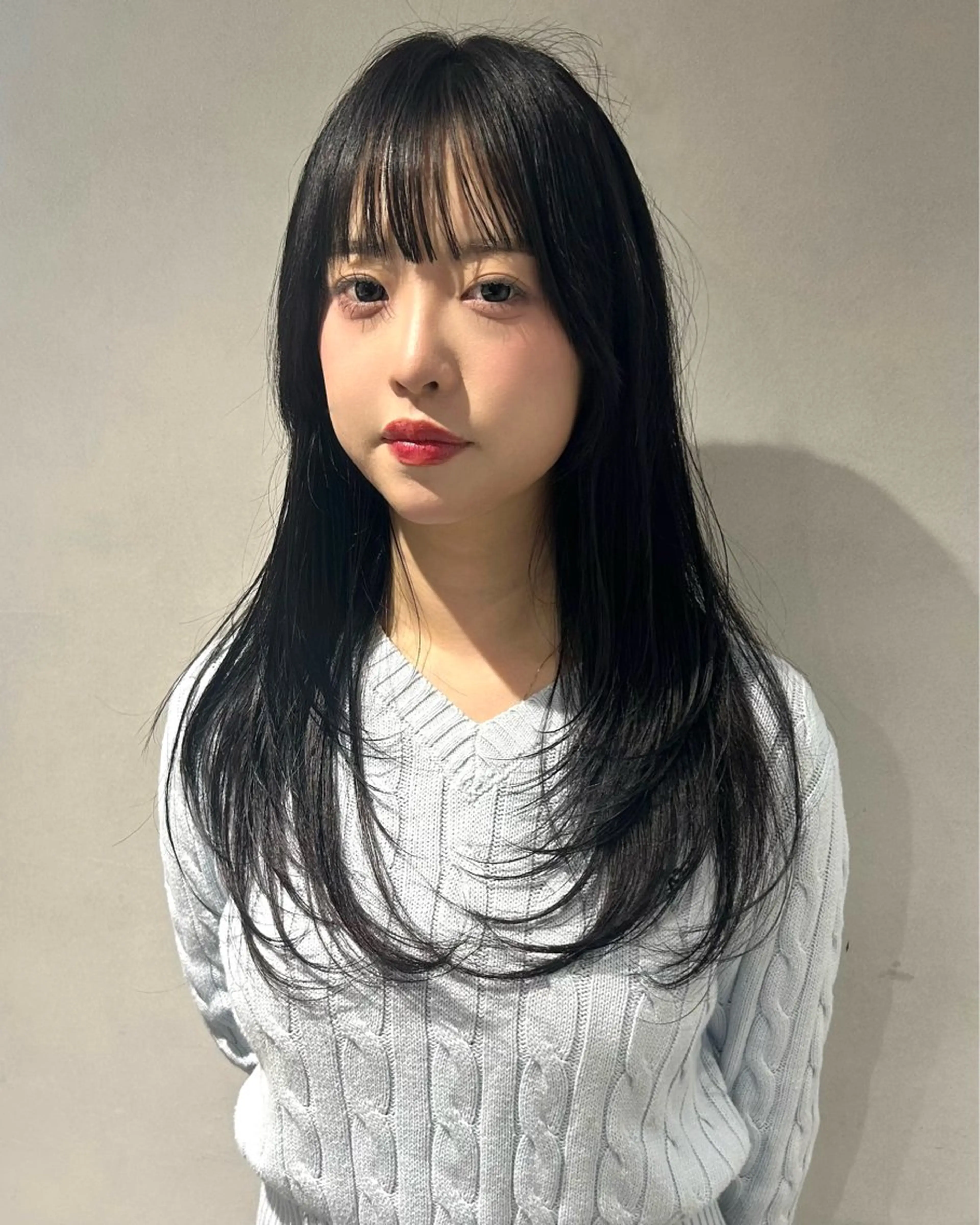 ロング 顔まわりレイヤー 顔周りカット ハッシュカット ハイレイヤー 韓国風ヘア カット 船橋🪡 キチ/RITSUのヘアスタイル