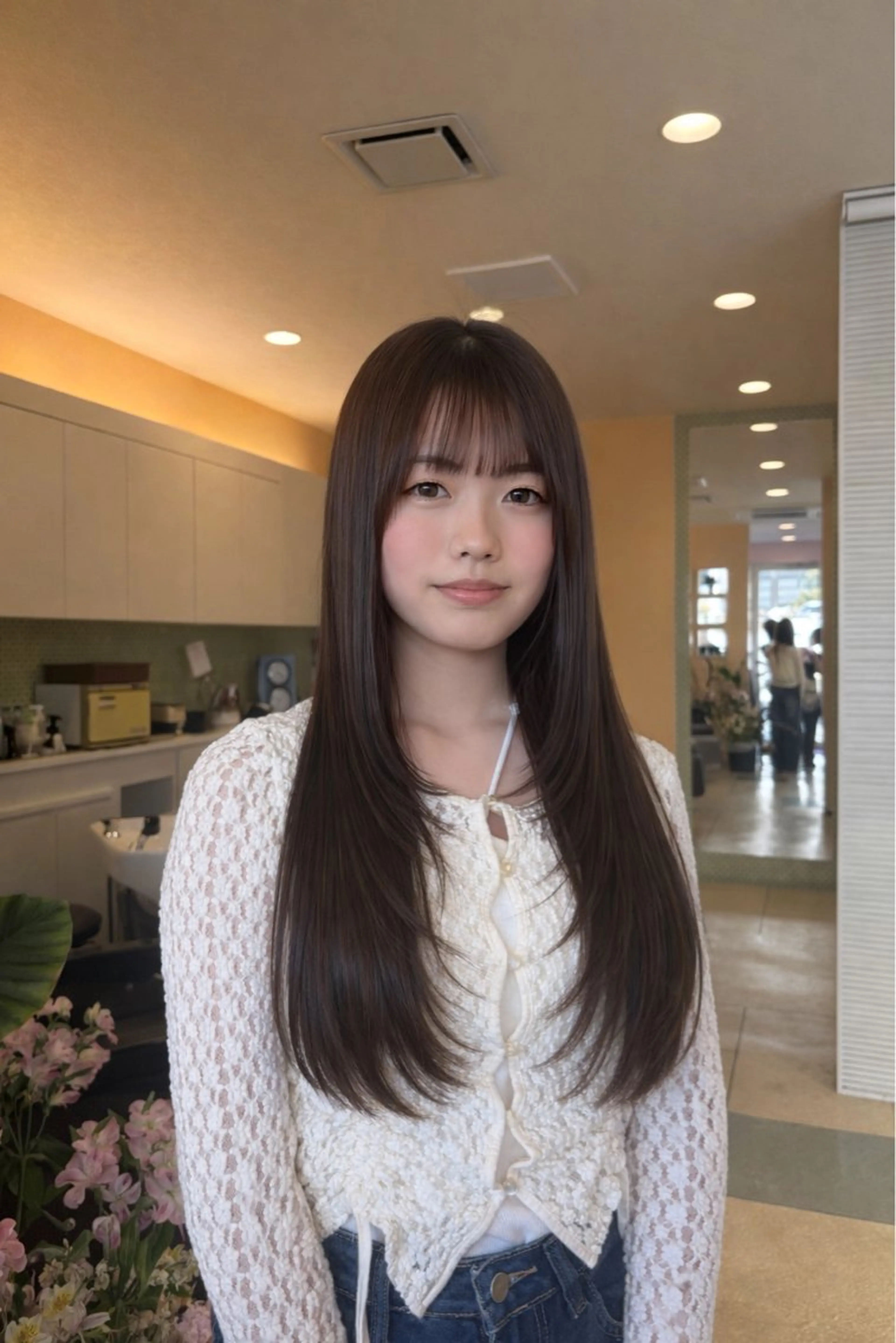 ロング カラー カット ヘアカラー トリートメント ベージュカラー⌇﻿ レイヤー.𐙚心音のヘアスタイル