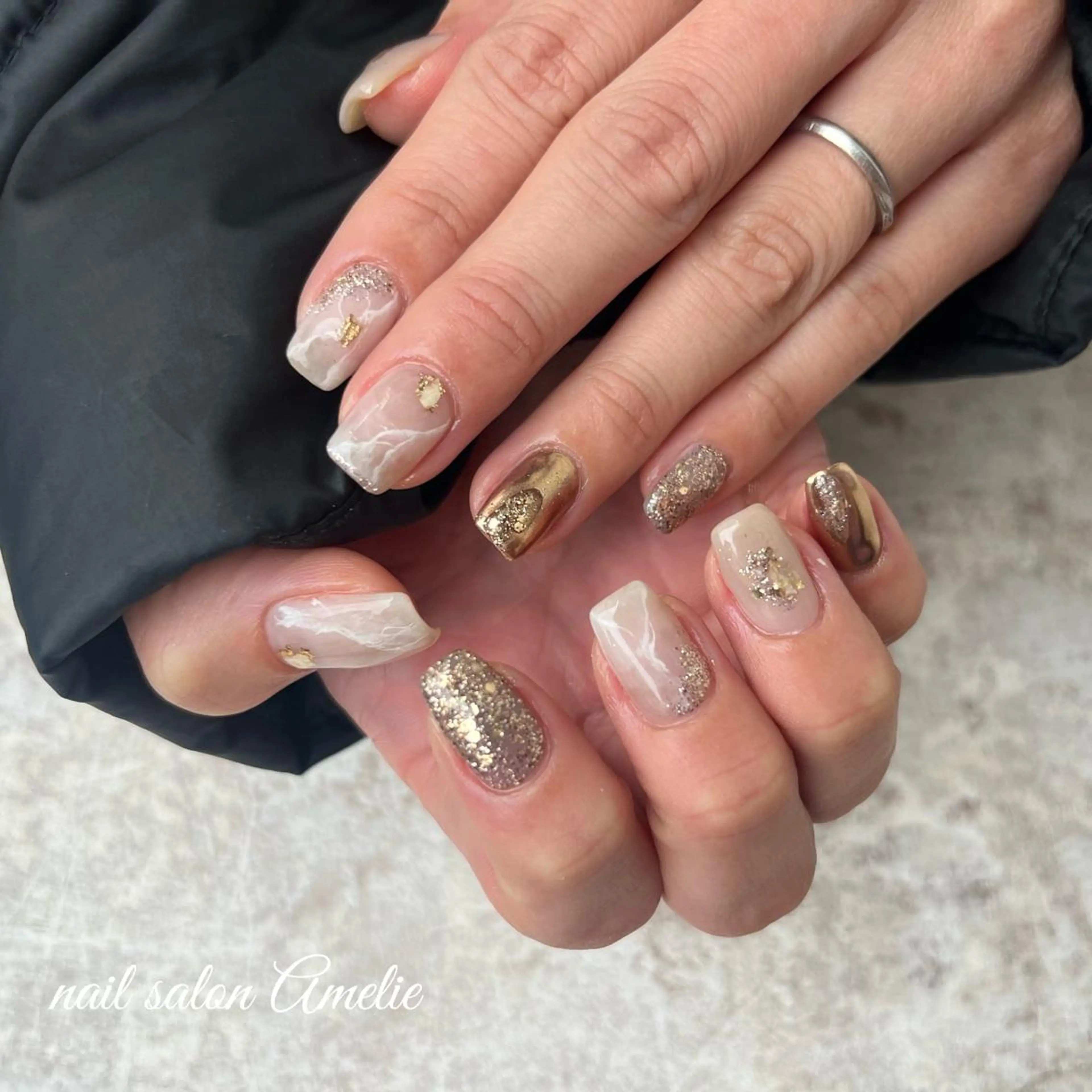 ネイル マグネットネイル ニュアンスネイル オフィスネイル ハンドネイル Amelie所属・nail salon U'muのネイルデザイン