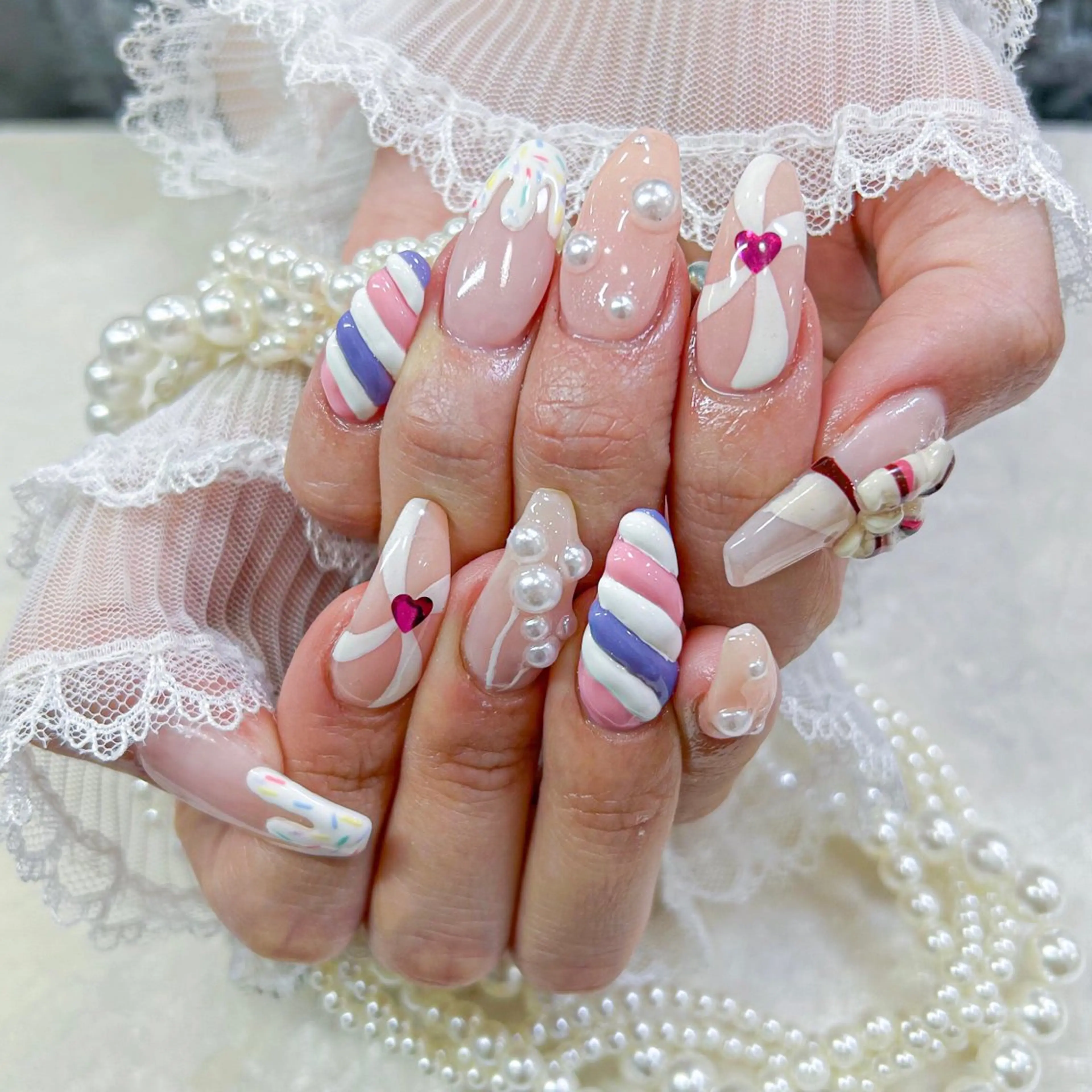 ネイル アートネイル 長さ出し フットネイル 韓国ネイル マグネットネイル Minami 🍓のネイルデザイン