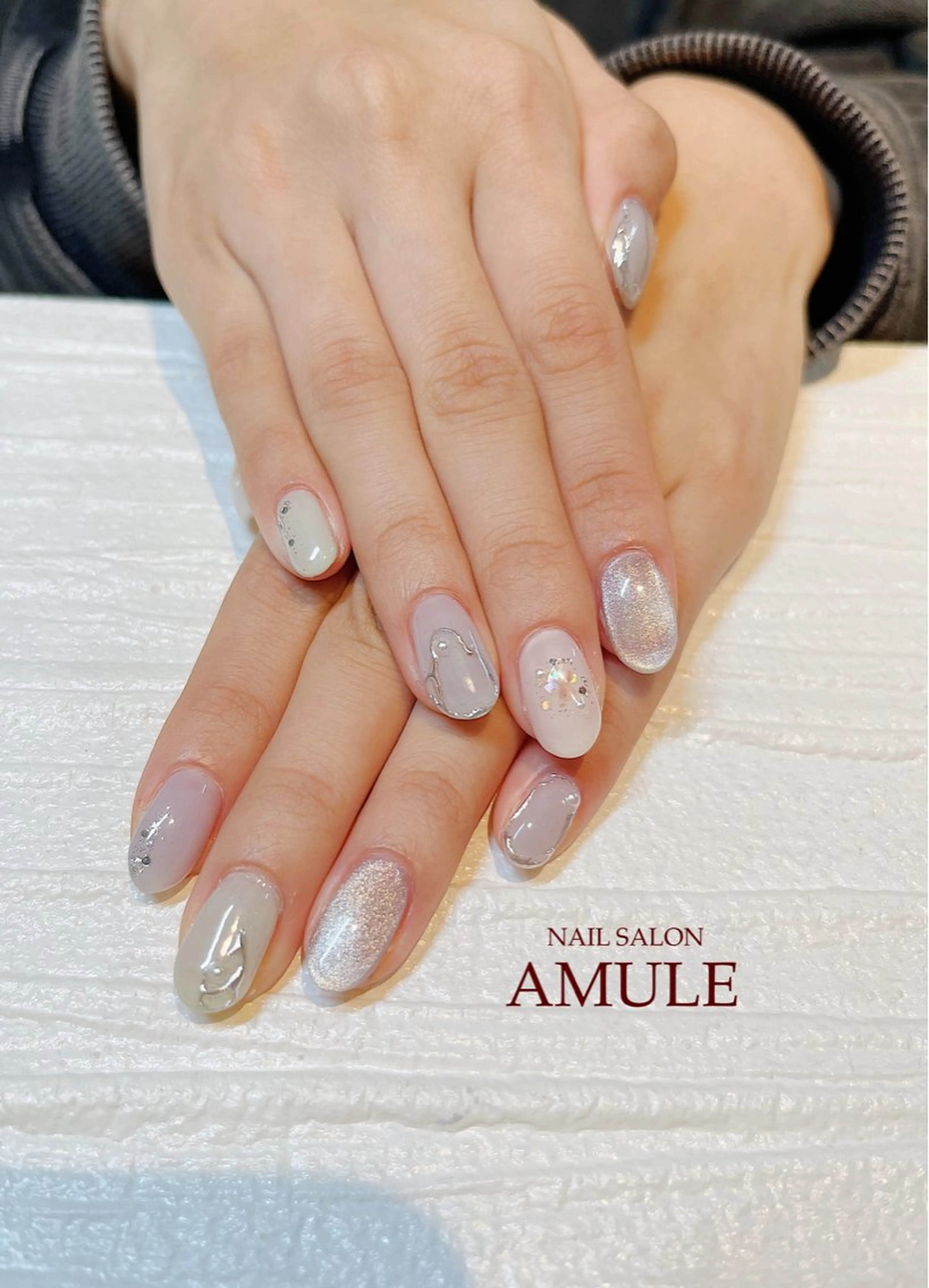 ネイル アートネイル ジェルネイル マグネットネイル ミラーネイル ワンカラーネイル ハンドネイル NAILSALON AMULEのネイルデザイン