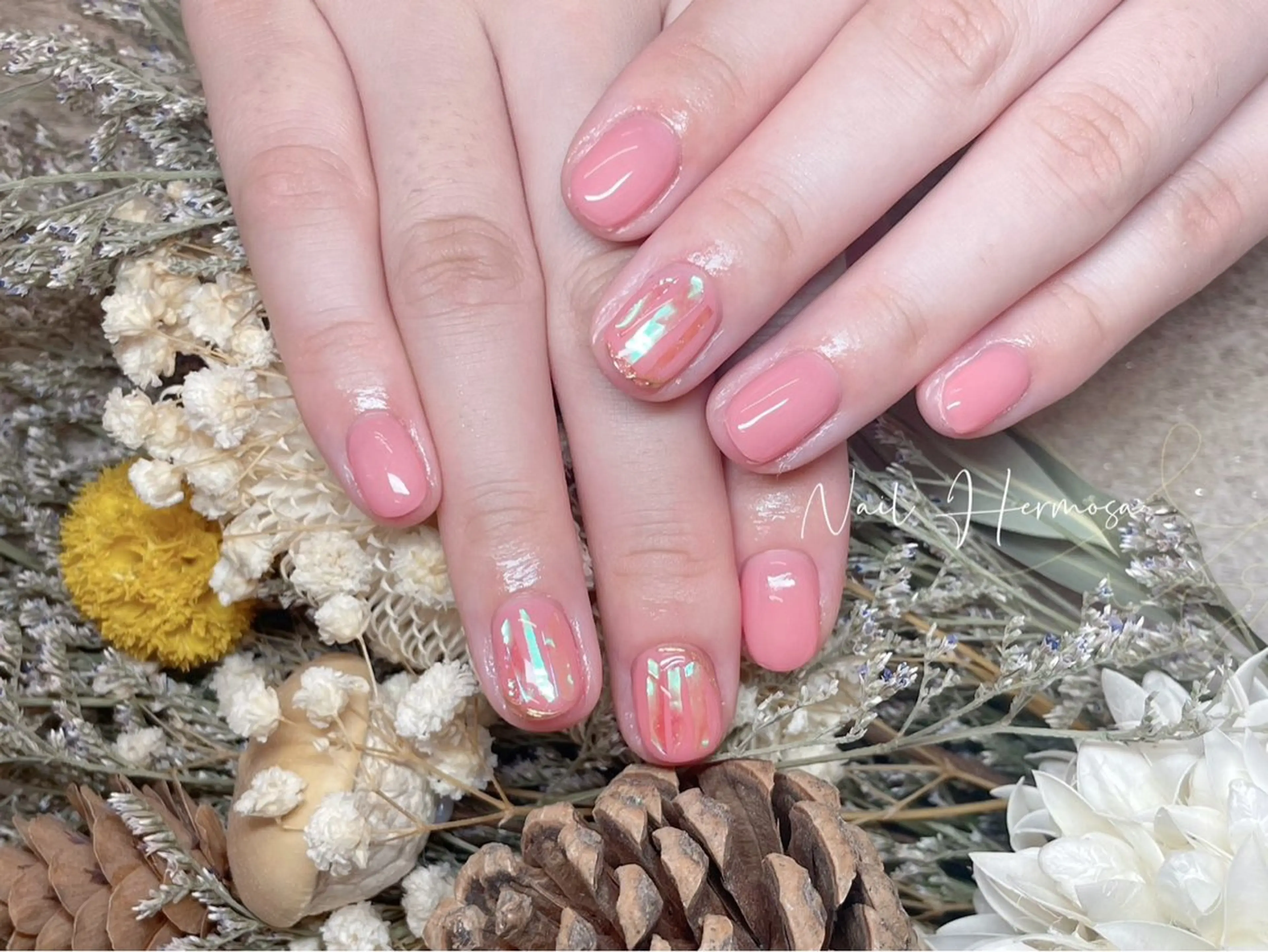 ネイル 長さ出し フラッシュネイル フットネイル ジェルネイル マグネットネイル ハンドネイル エルモサ YURIKAのネイルデザイン