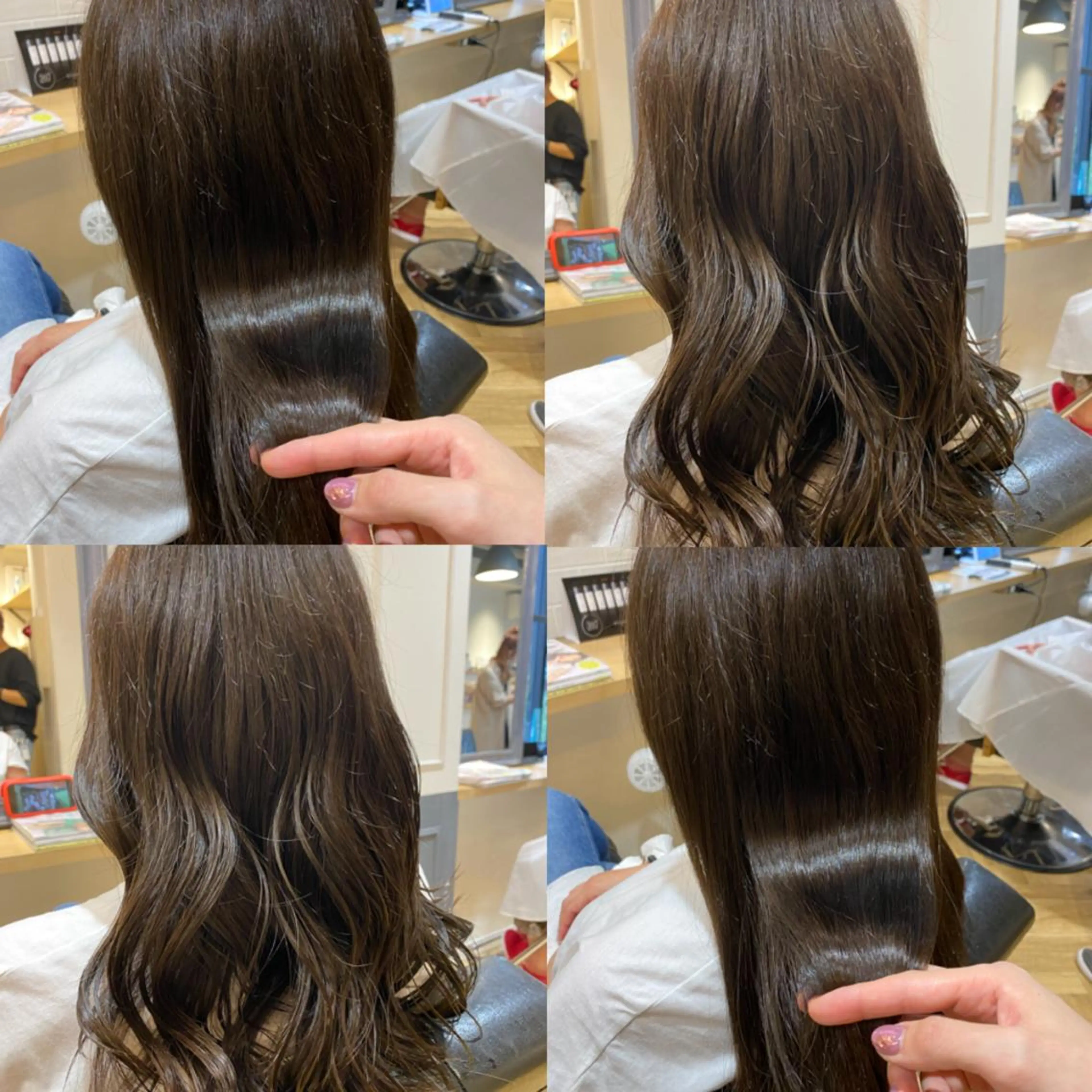 ロング カラー アディクシーカラー ブリーチ グレージュ ハイライトカラー ミント 艶カラー/韓国顔周り 🎀mamiのヘアスタイル