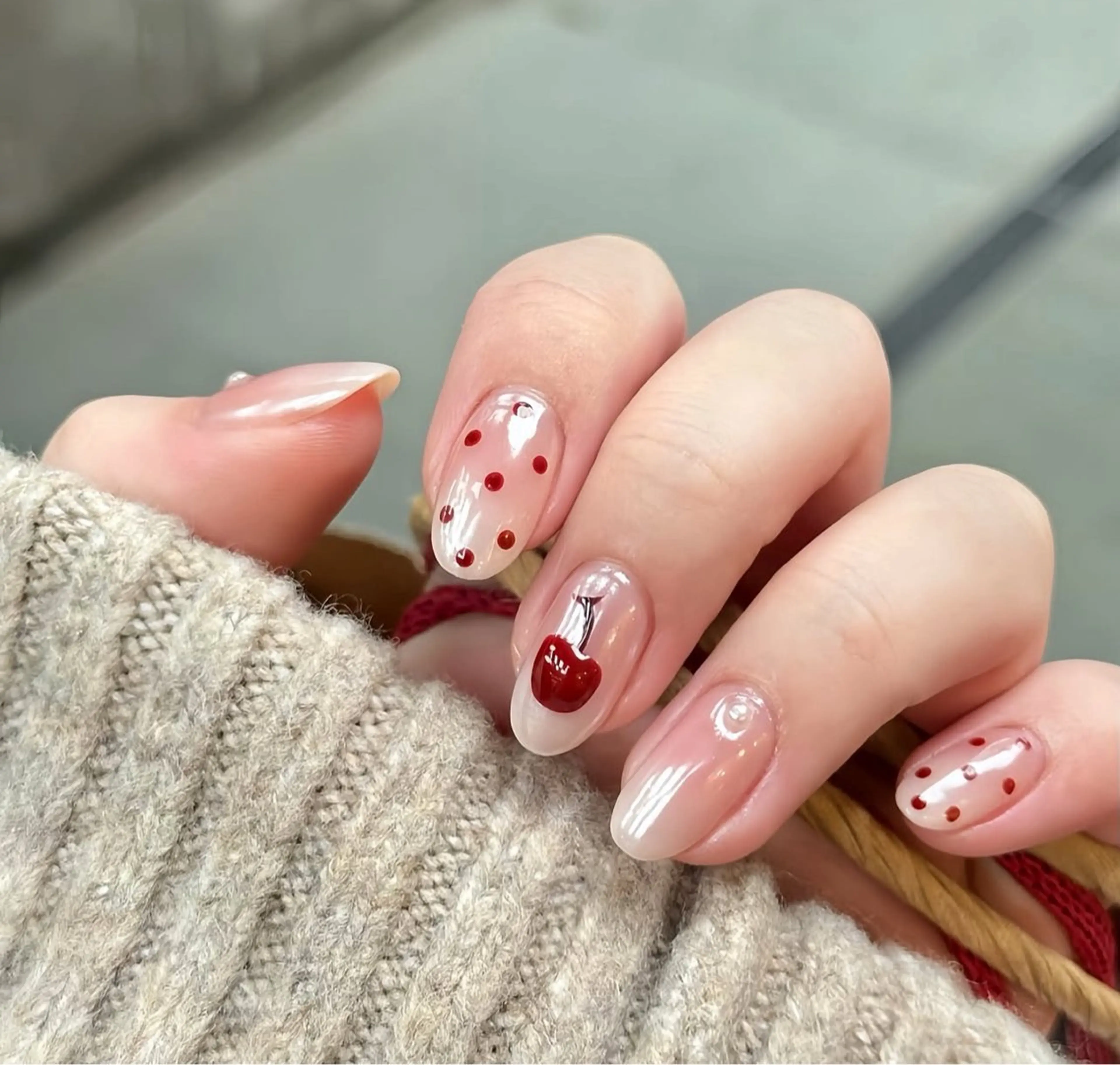 ネイル ボルドー チークネイル 成人式 フレンチネイル グラデーション Lina nail所属・Luna 池袋のネイルデザイン