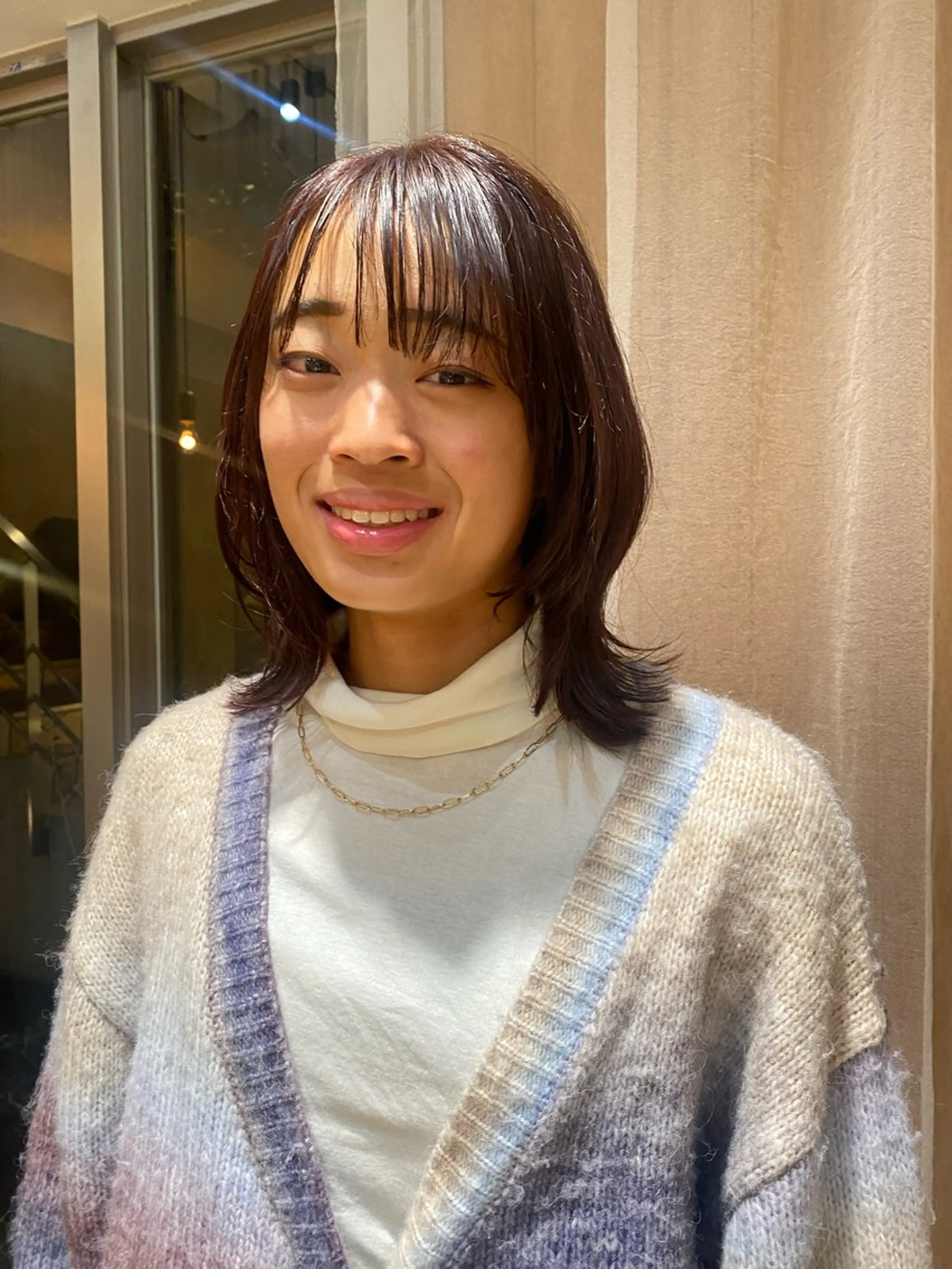 ミディアム くびれヘア レイヤーカット カット ヘアカラー トリートメント なみまきパーマ/ボブ パーマ🌼杉田 萌恵のヘアスタイル