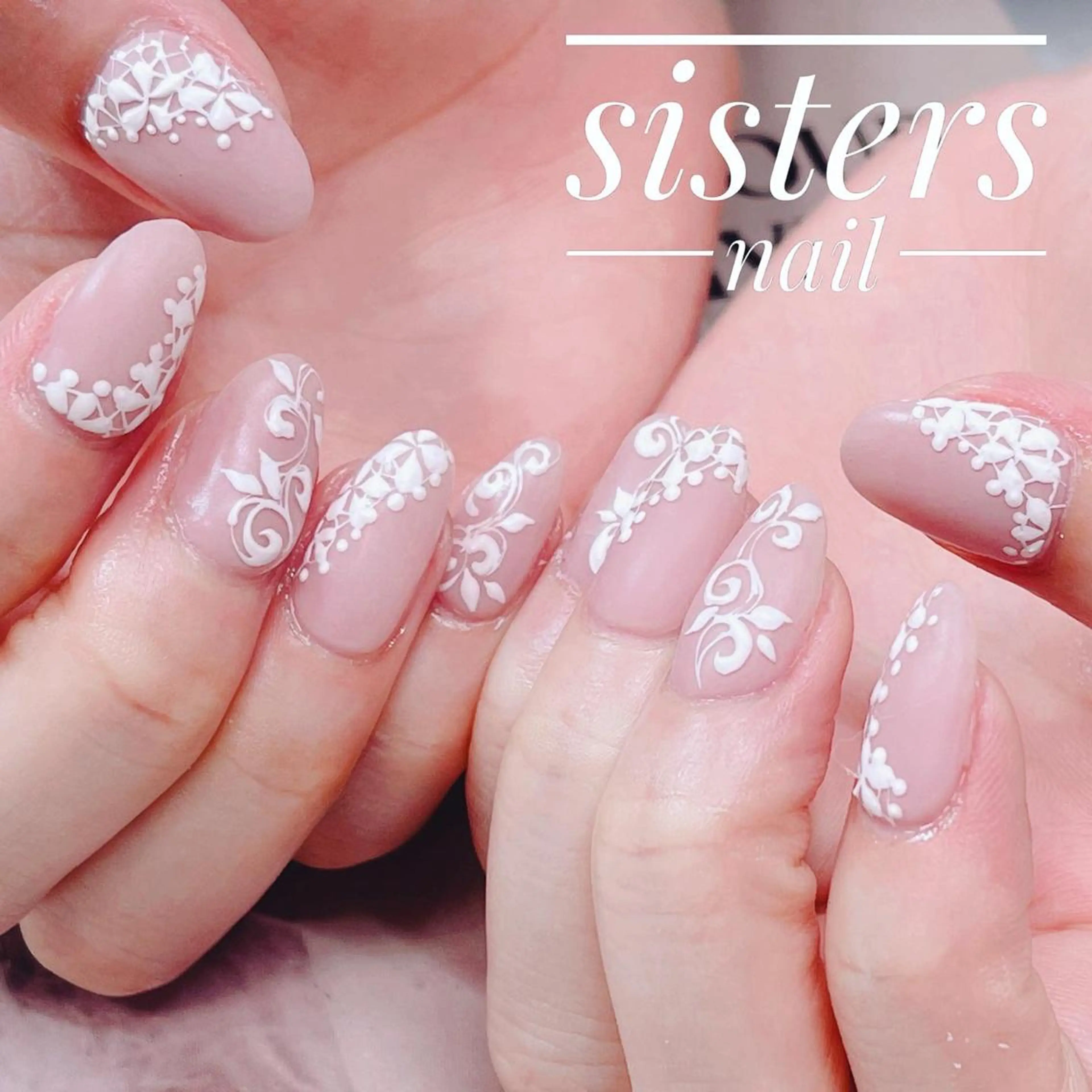 ネイル アートネイル レース マットネイル 夏ネイル ハンドネイル ハンドケア sisters nail.fのネイルデザイン