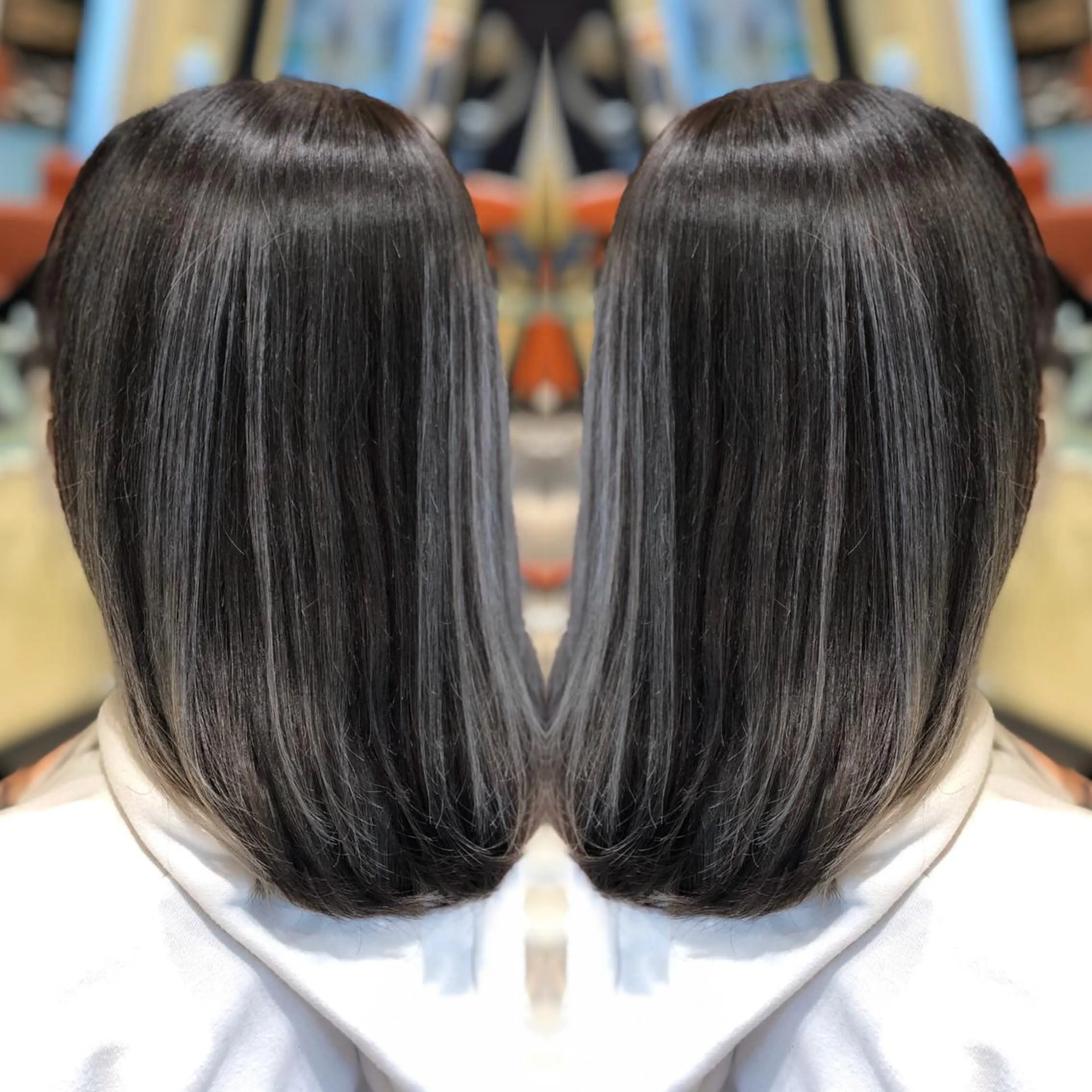 セミロング カット ヘアカラー トリートメント Y Uのヘアスタイル