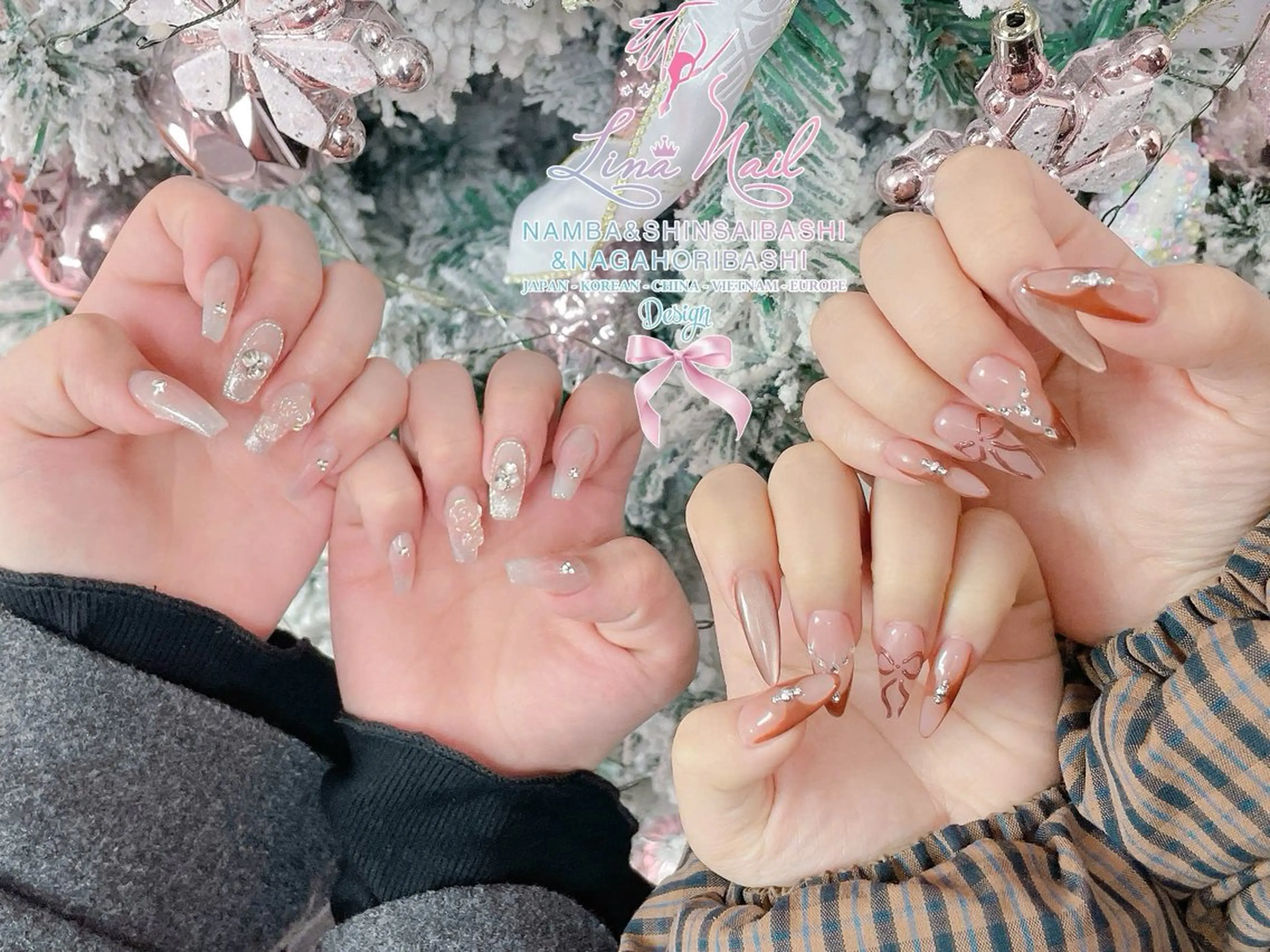 セミロング 韓国風ヘア クリスマス ハンドネイル 79Linanailnamba所属・Linanail Nambaのネイルデザイン