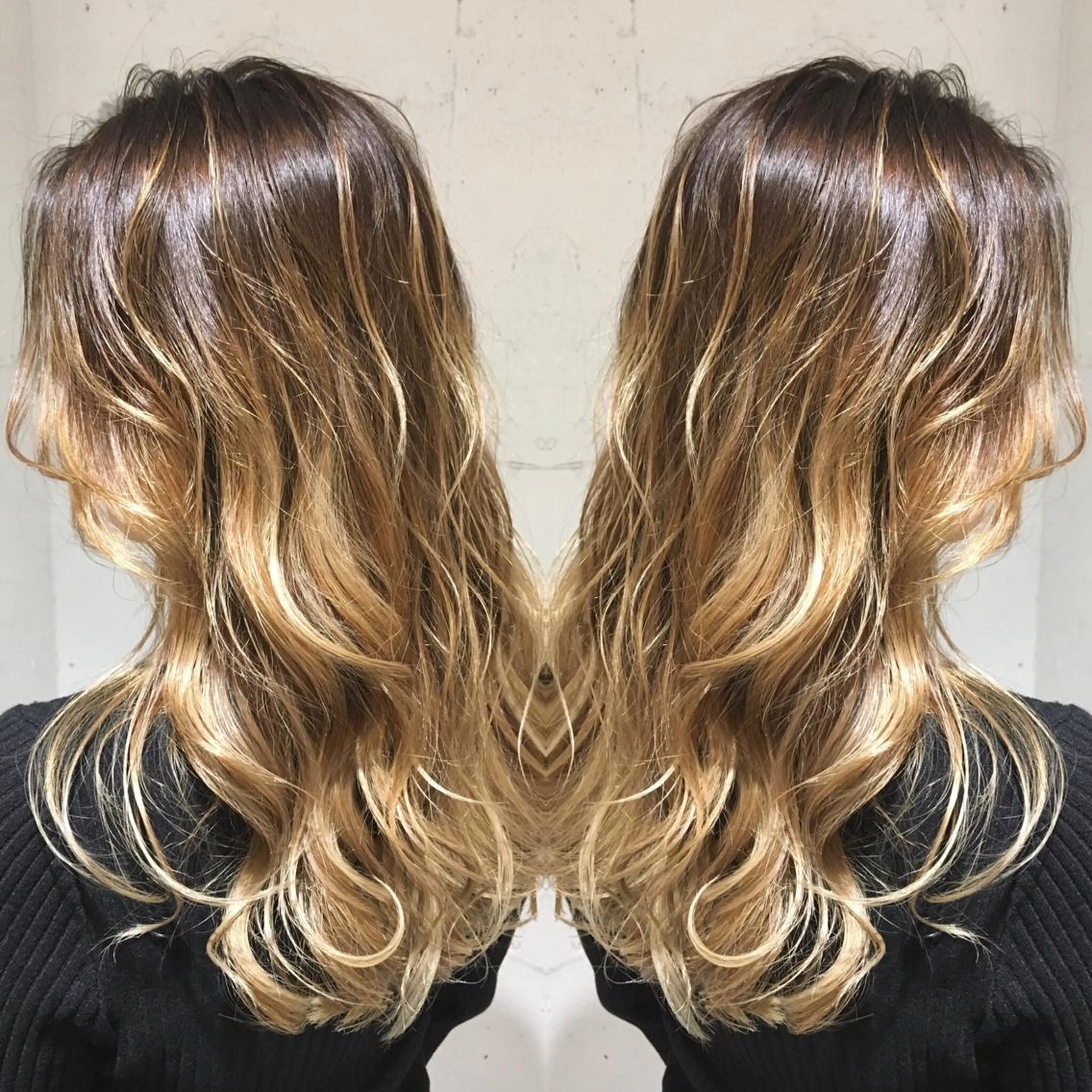 ロング カラー バレイヤージュ ベージュカラー ブリーチ 外国人風カラー レイヤーカット カット ヘアカラー トリートメント 💈平島 拓也💈のヘアスタイル