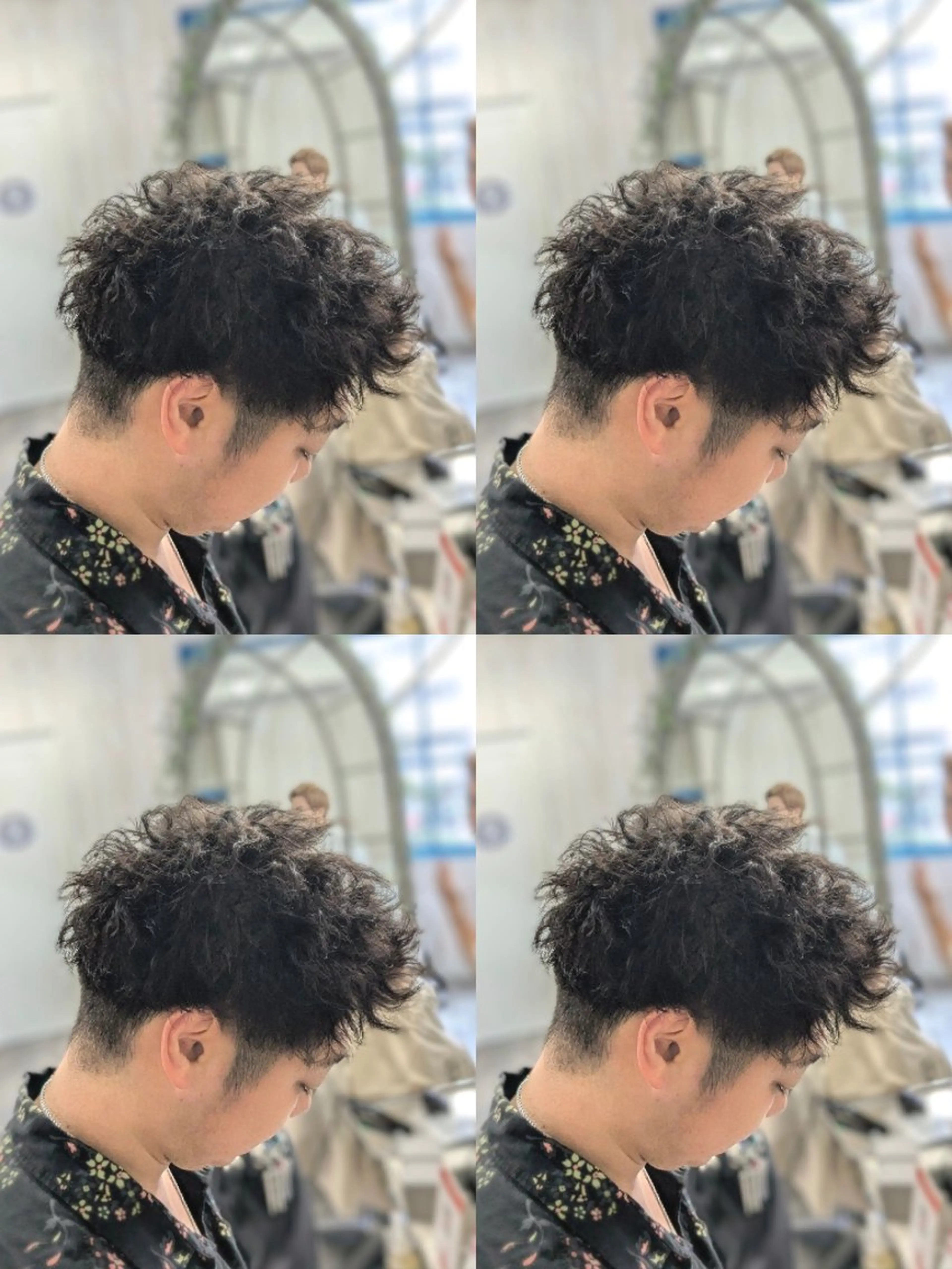 メンズ パーマ アップバング センターパート フェードカット メンズ韓国風 韓国マッシュ カット パーマ トリートメント メンズパーマ/ボブ/ レイヤー店長えのもとのヘアスタイル