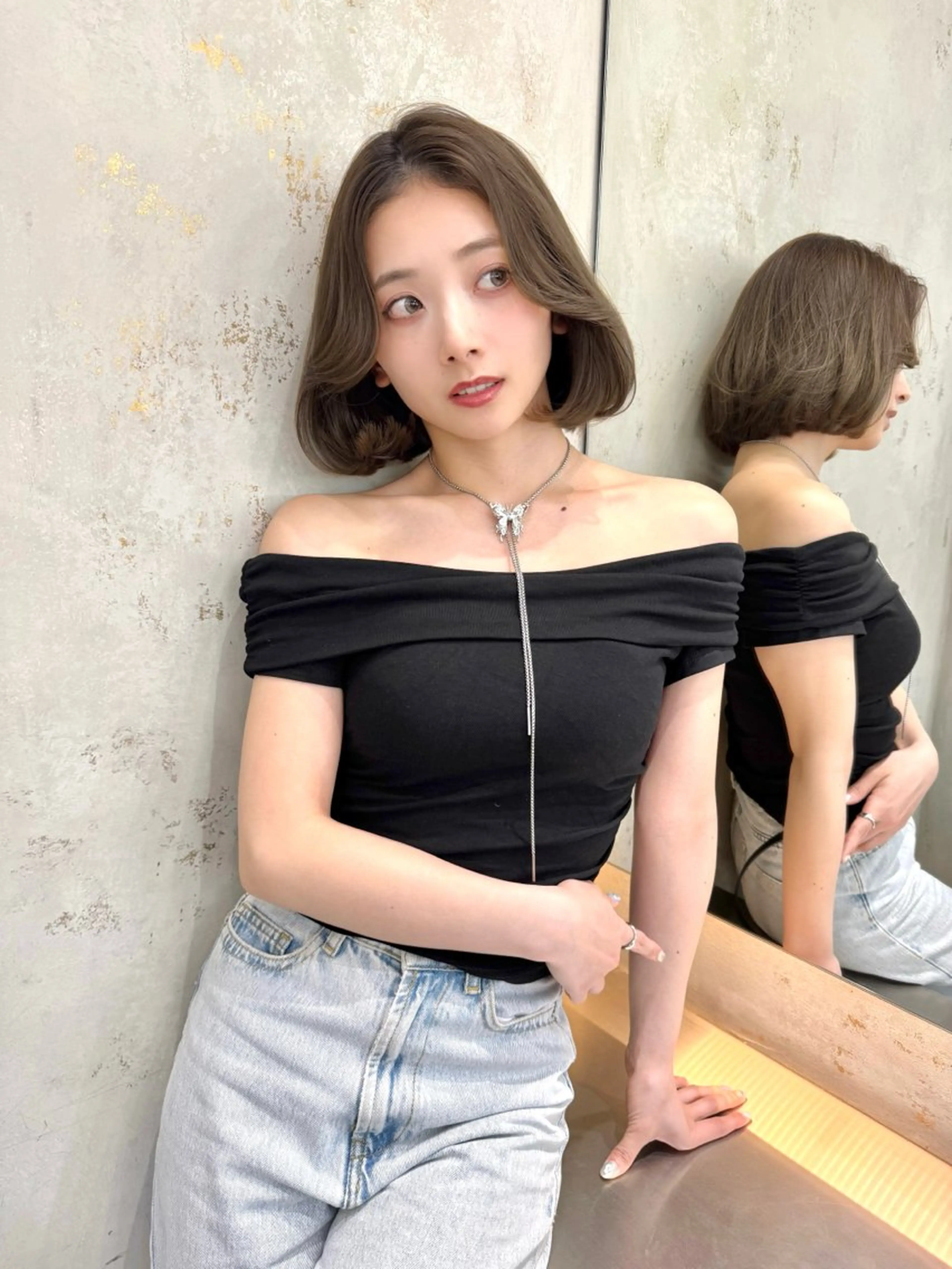 ショート カラー カット ヘアカラー トリートメント 莉乃/縮毛矯正/髪質 改善/艶カラーのヘアスタイル