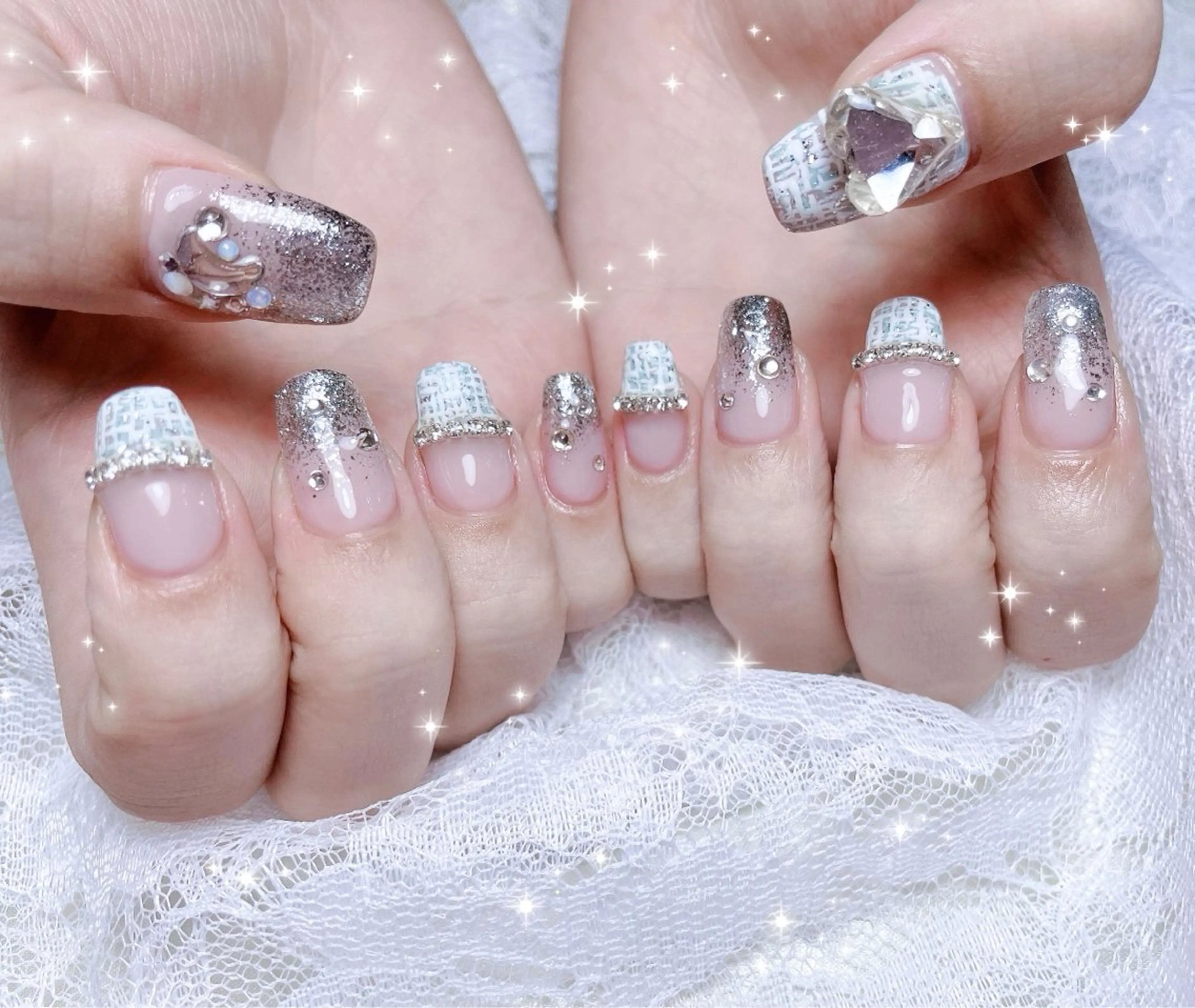 ネイル アートネイル ツイードネイル ハンドネイル FLARE NAIL フレアネイルのネイルデザイン