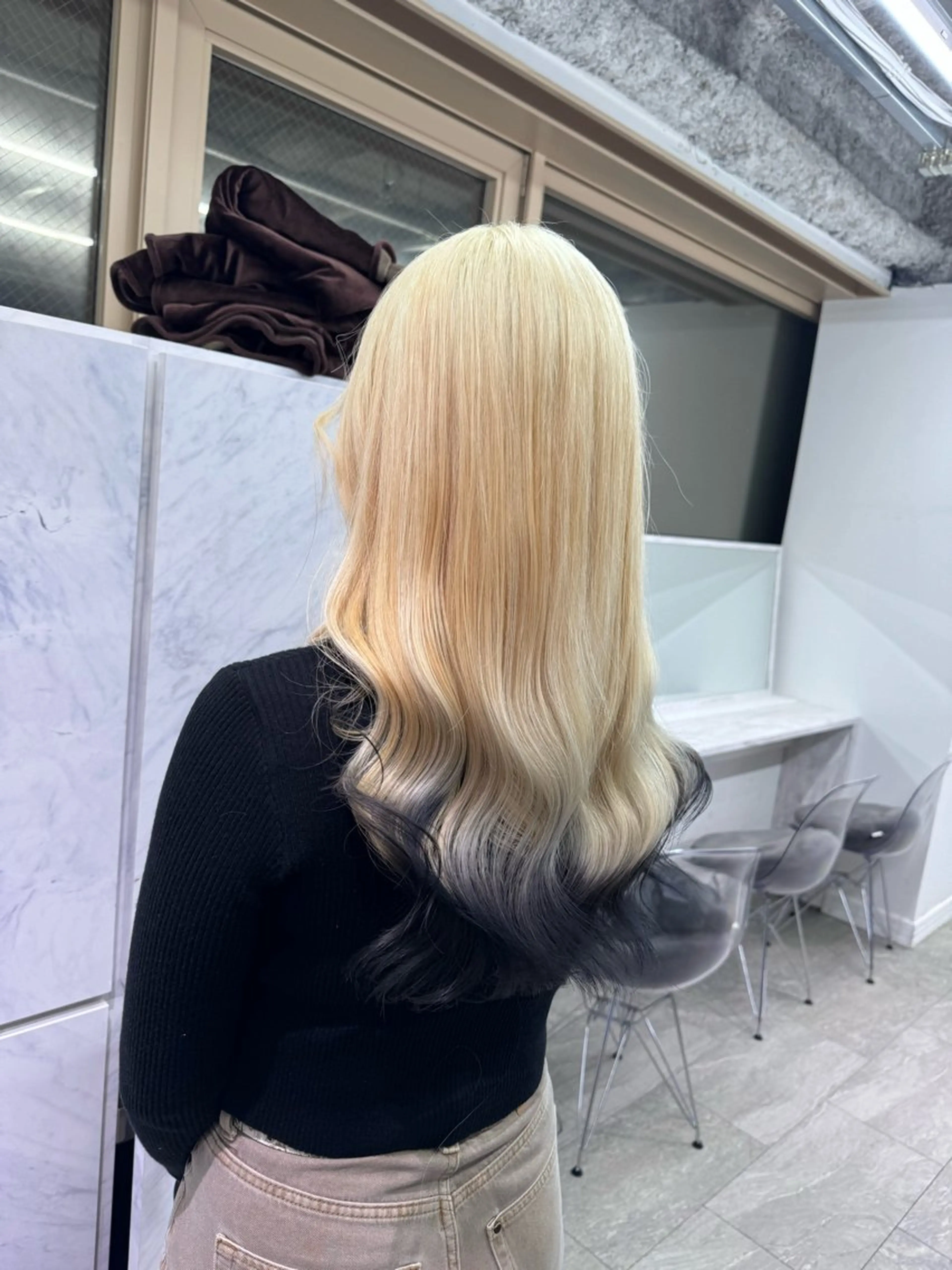 ロング カラー 黒髪 渋谷/ハイトーン エクステ*☆🌙咲妃のヘアスタイル