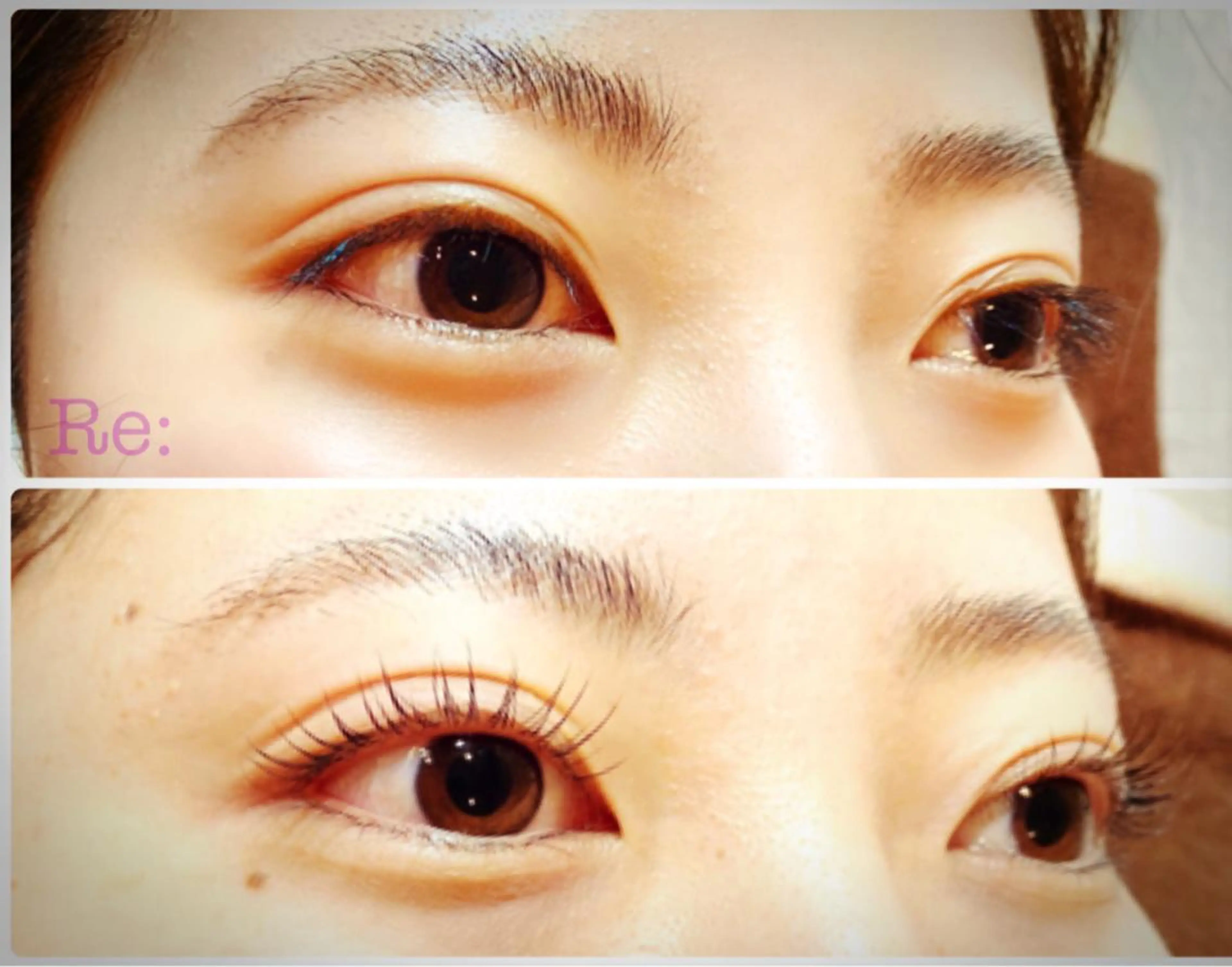 マツエク・マツパ 目尻長め ナチュラル パリジェンヌラッシュリフト 一重×まつ毛パーマ Lash Re：のマツエク・マツパデザイン