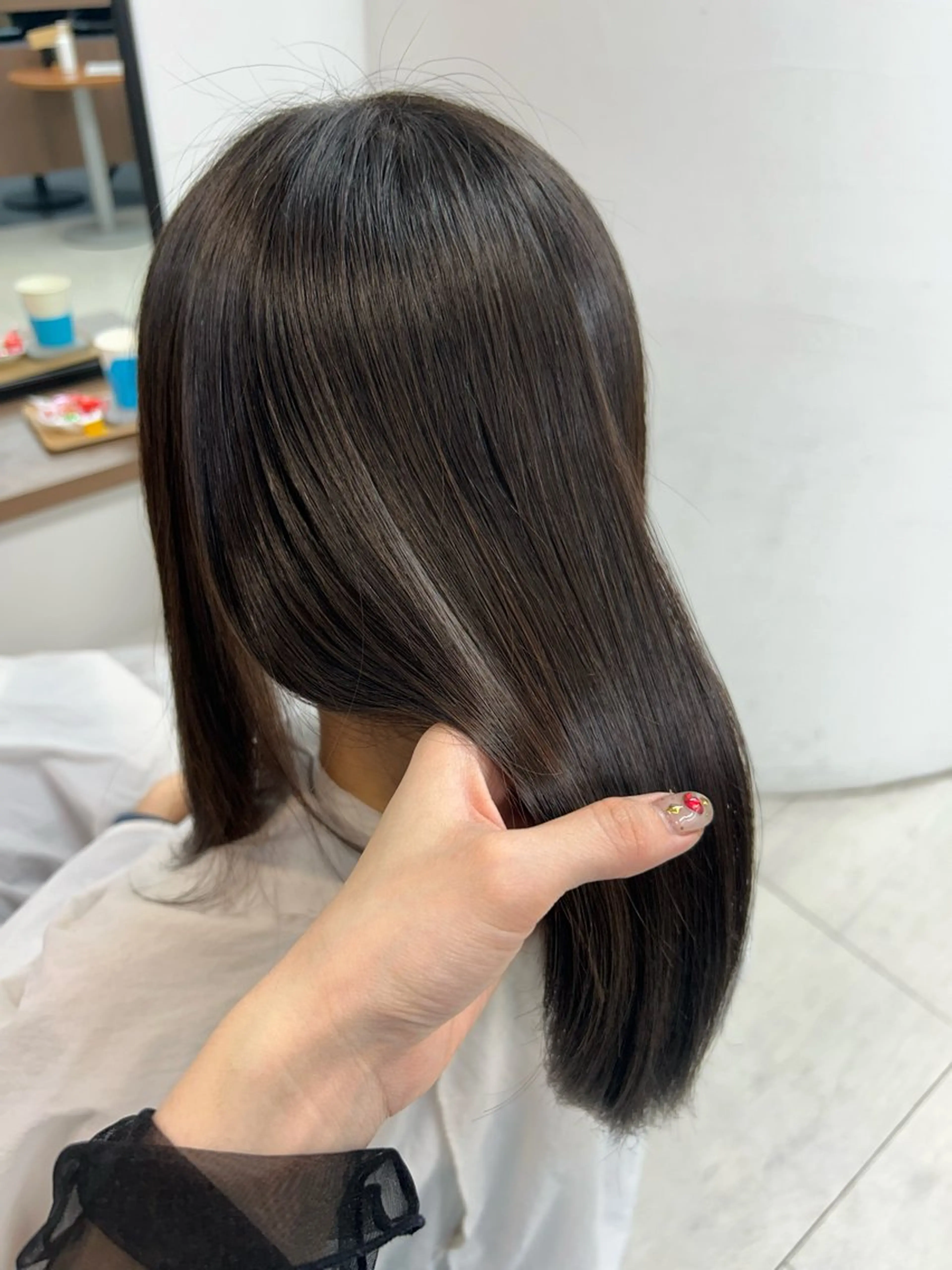 ミディアム 縮毛矯正 ダブルカラー/韓国 ヘア/さわのあかねのヘアスタイル