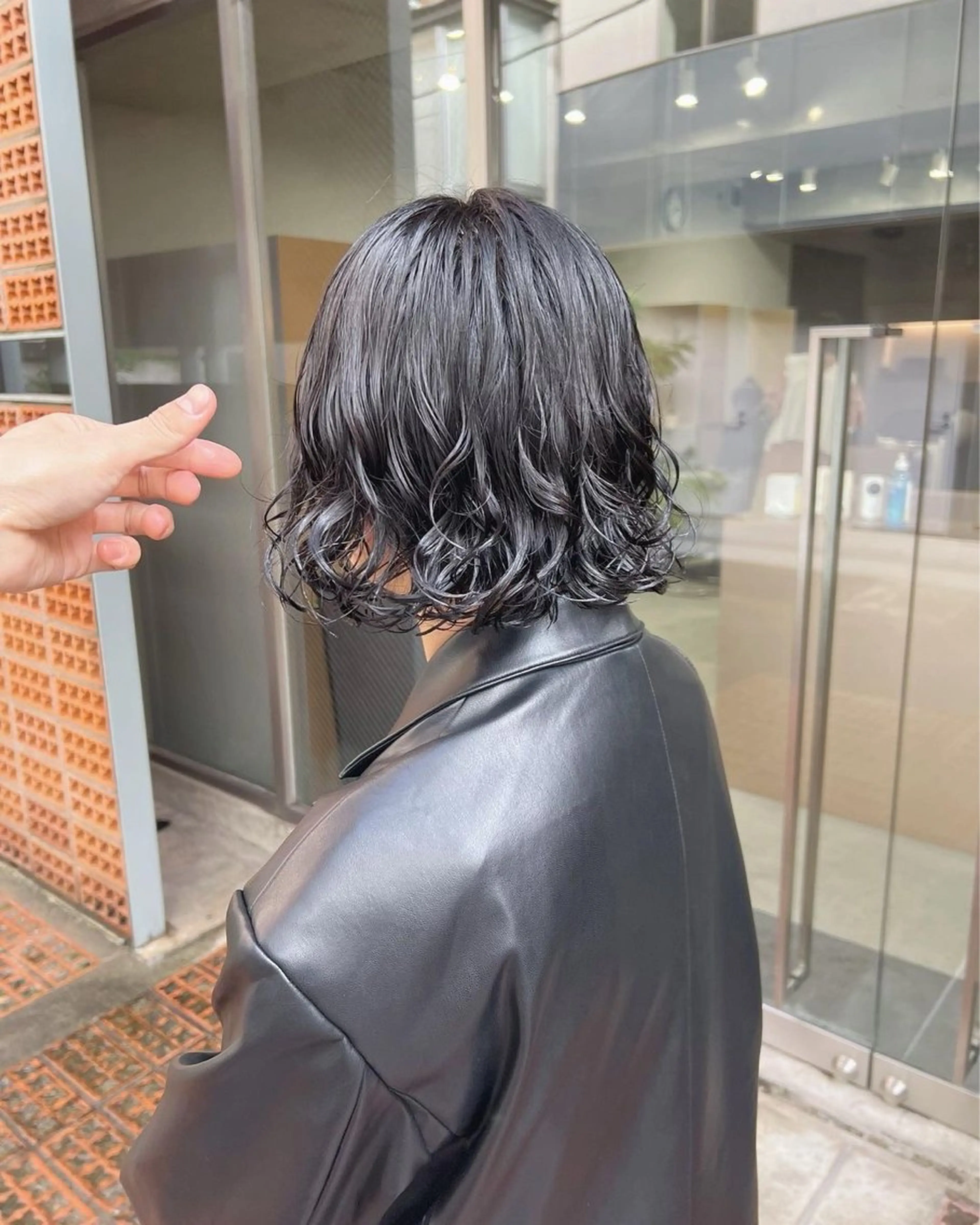 ミディアム カラー パーマ ミディアムパーマ ボブ 森山 陽菜のヘアスタイル