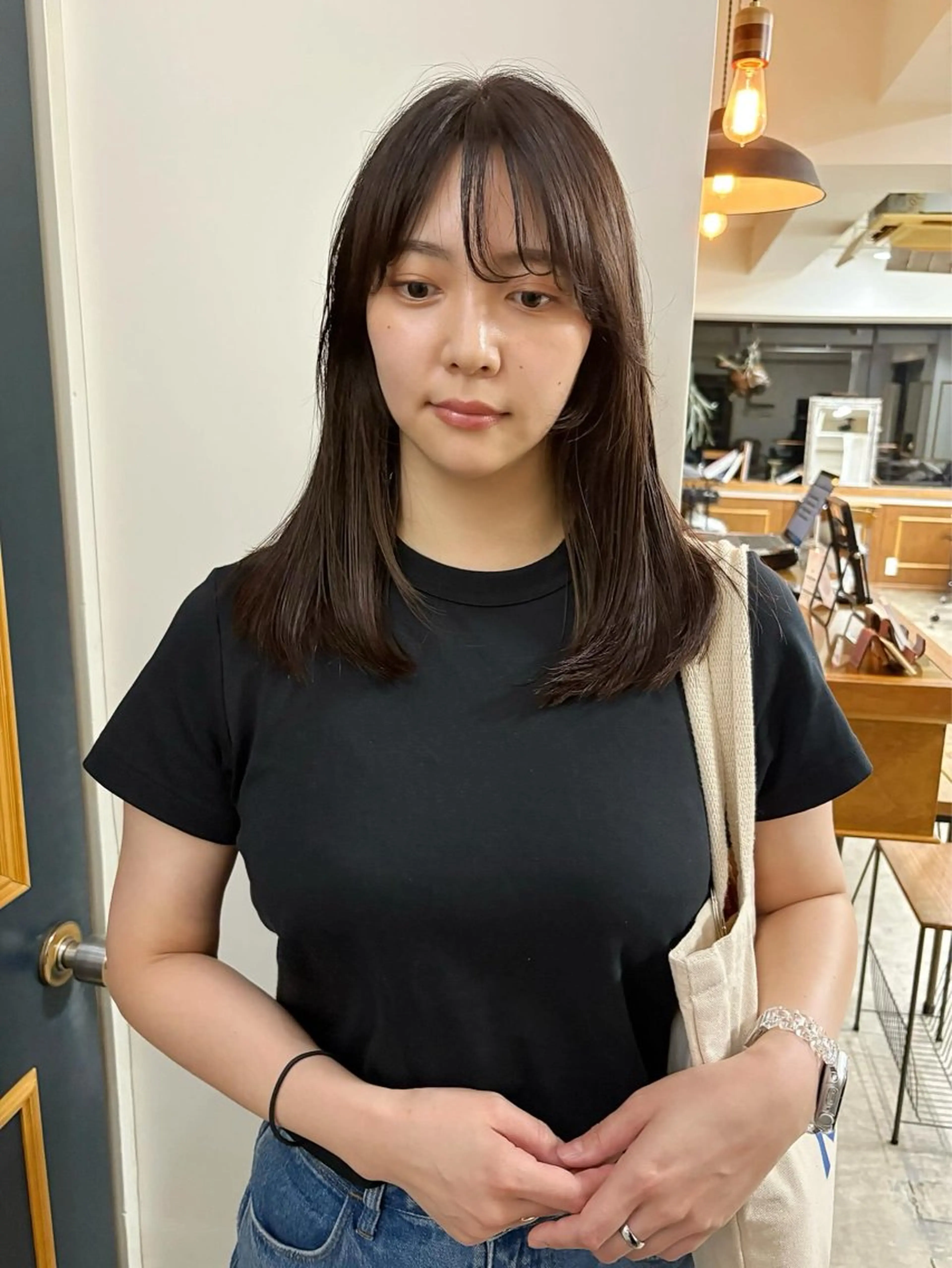 セミロング カラー ベージュカラー 透明感カラー カット ヘアカラー トリートメント takada kohのヘアスタイル