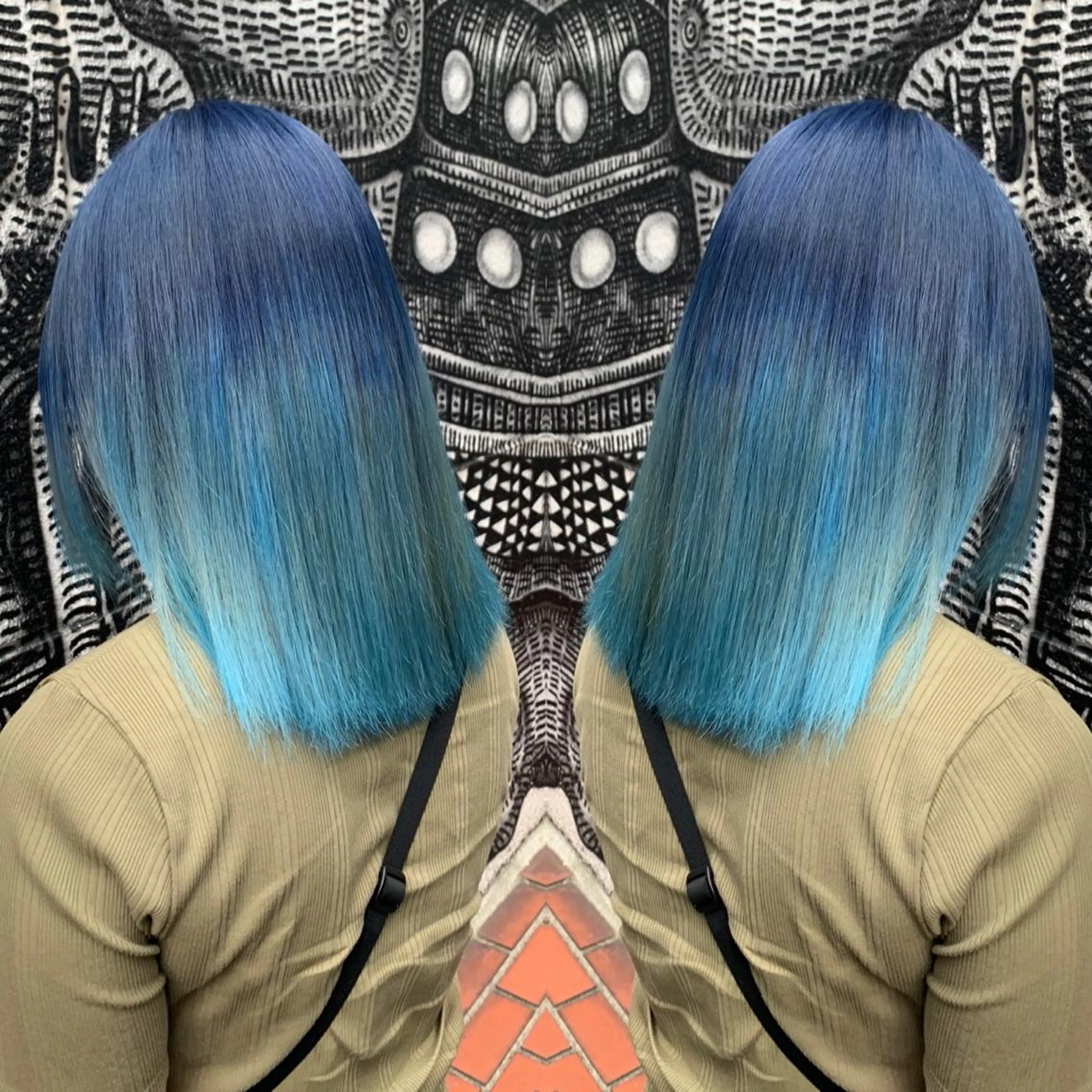 セミロング カラー ブルーカラー グラデーションカラー haco+所属・🌈派手髪エクステ ブレイズ🌈ひろとのヘアスタイル