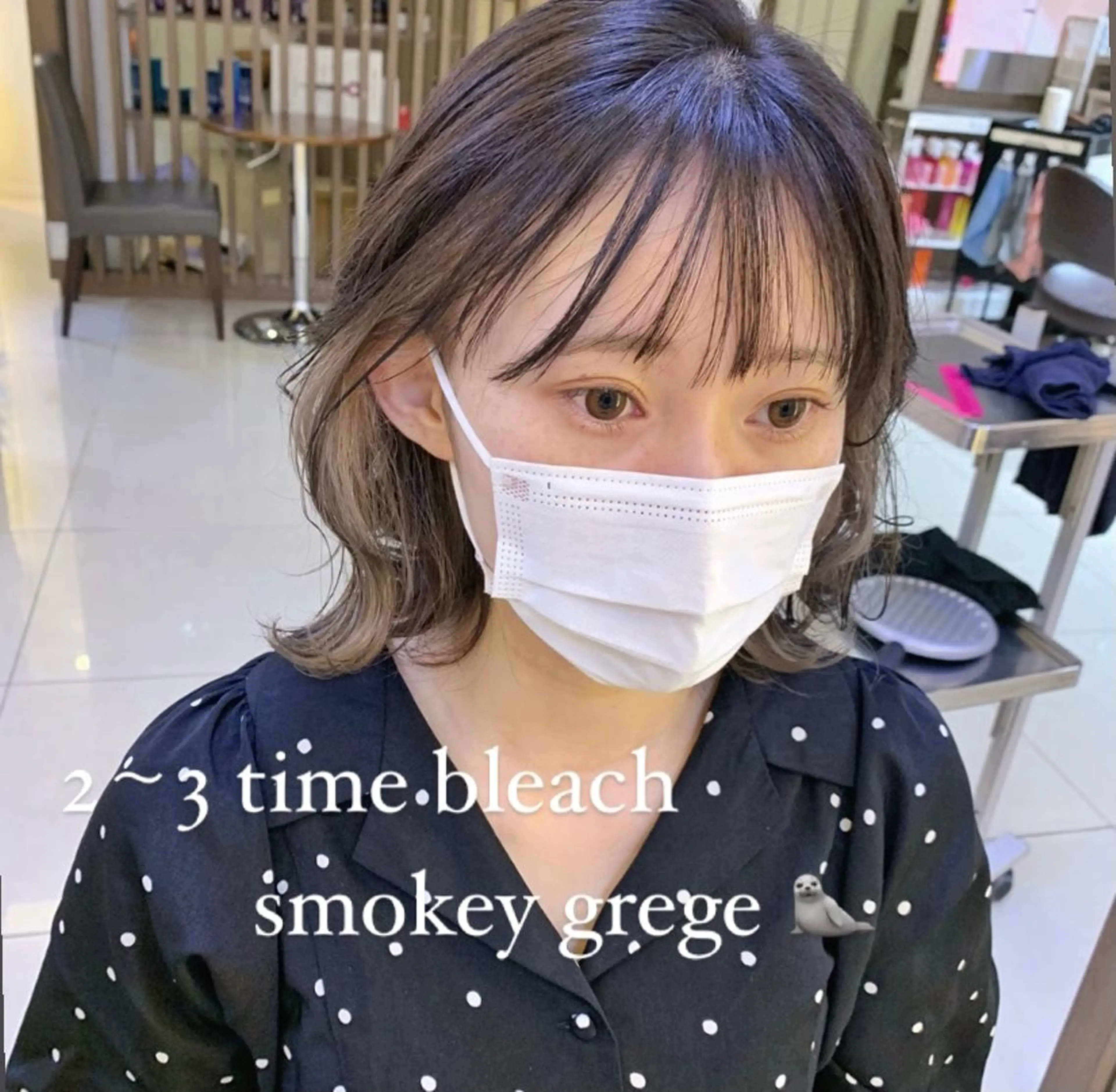 ミディアム カラー ヘアカラー 似合わせカットカラー ♡佐藤捺美のヘアスタイル