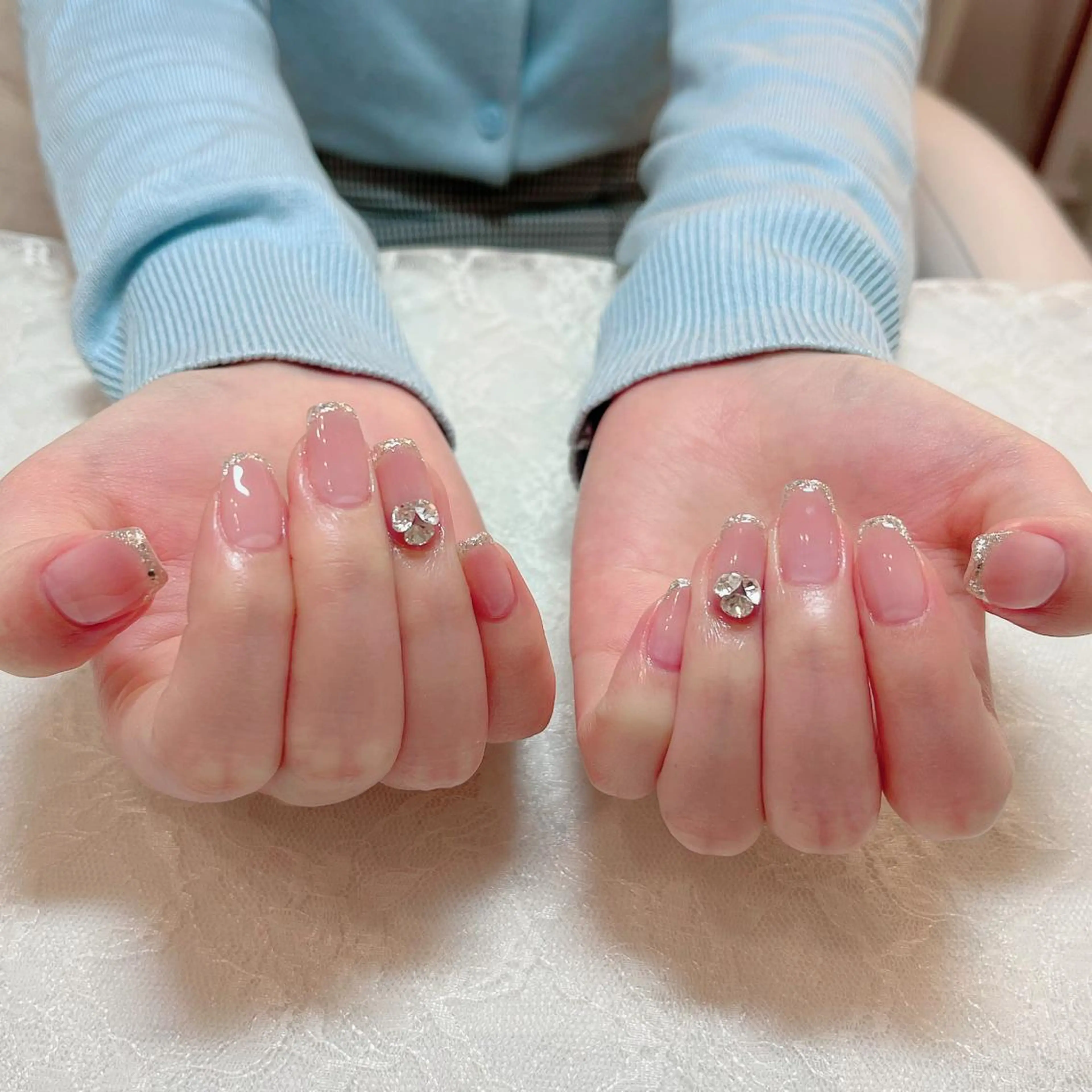ネイル クリアネイル フレンチネイル グラデーション ピンク ピンクベージュ ハンドケア aoinail所属・aoi nailのネイルデザイン