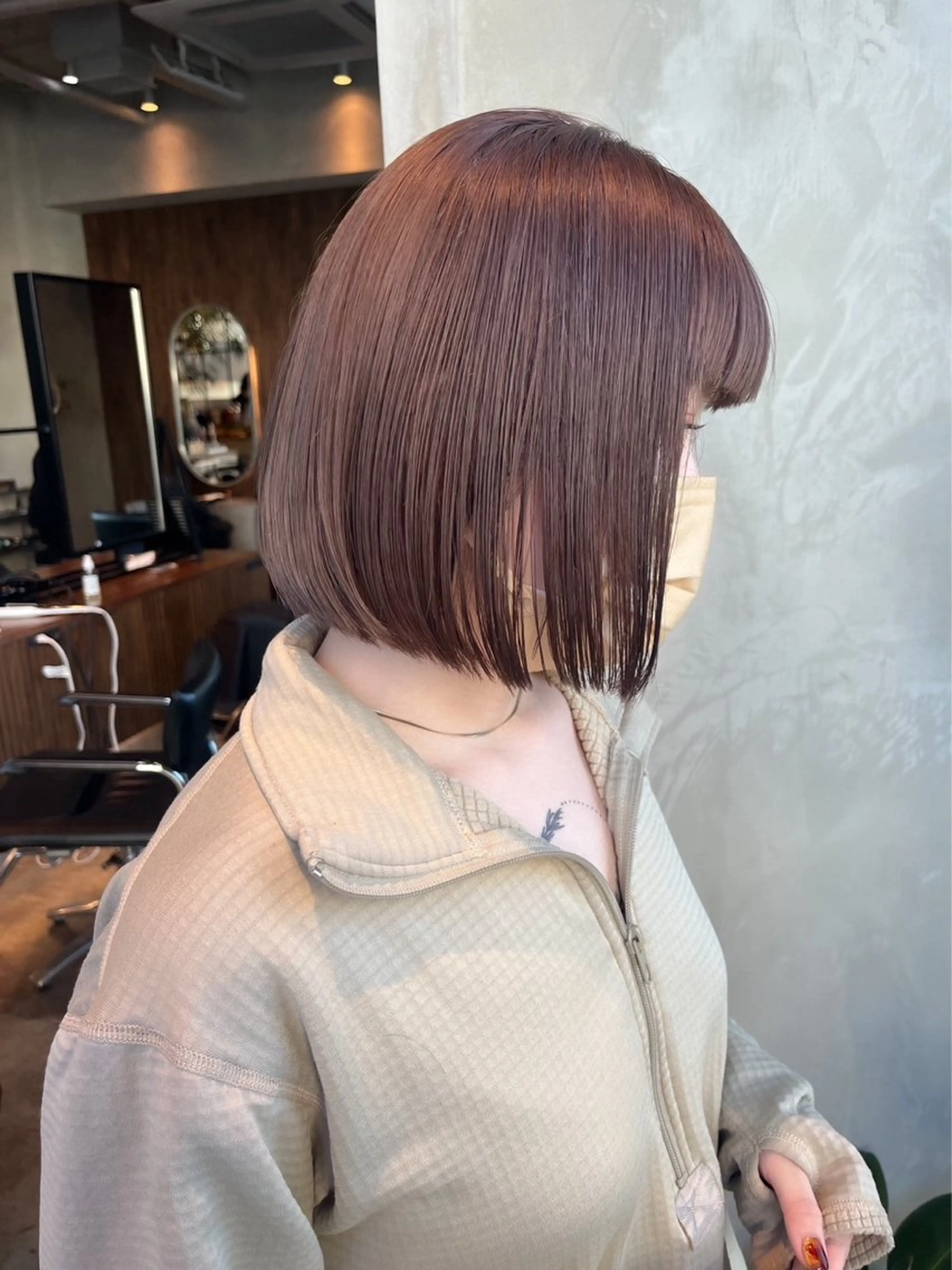 ショート カラー ブリーチ ブラウンカラー 透明感カラー 渋谷/レイヤーボブ・ 韓国ボブ特化/楓のヘアスタイル