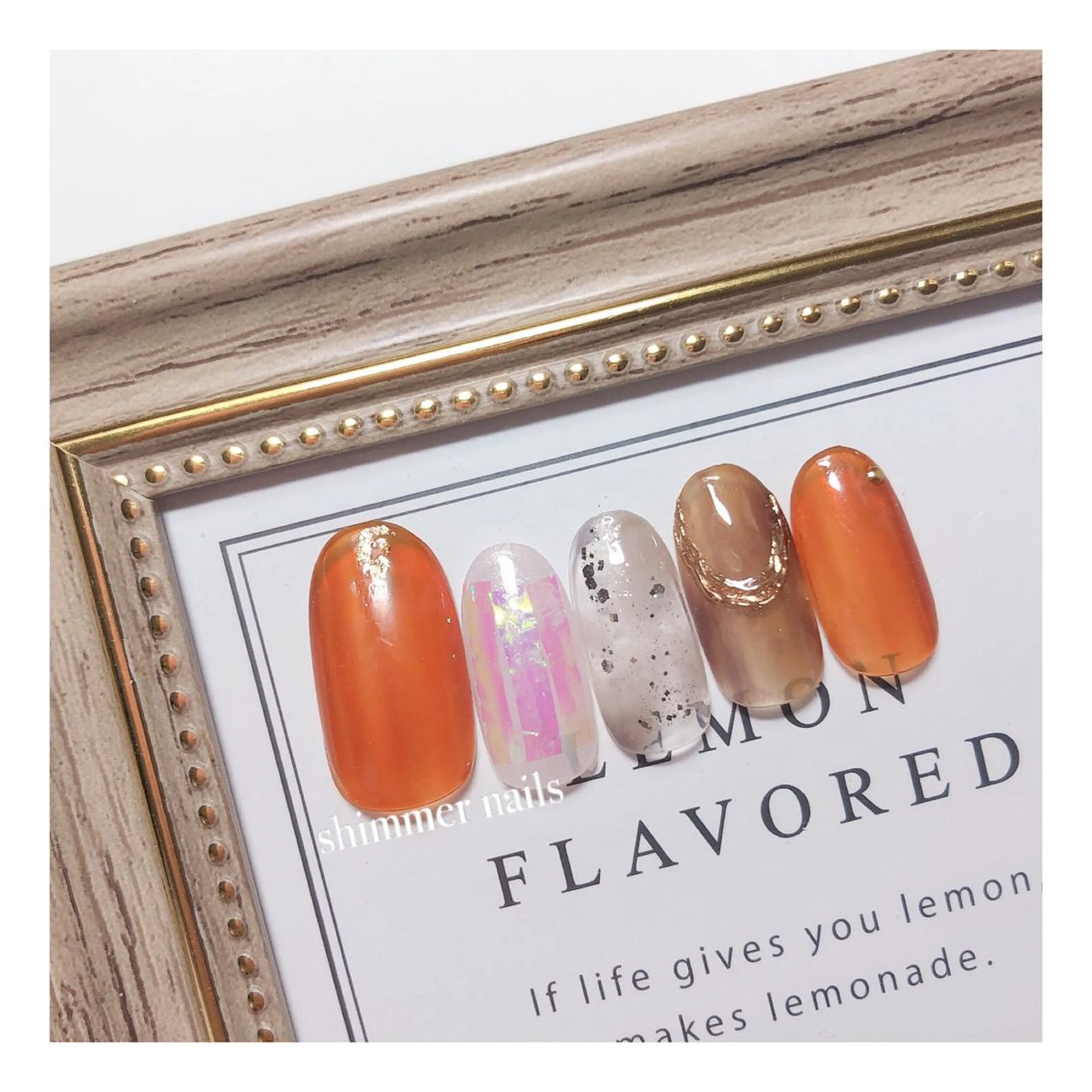 ネイル オレンジ shimmer nailsのネイルデザイン