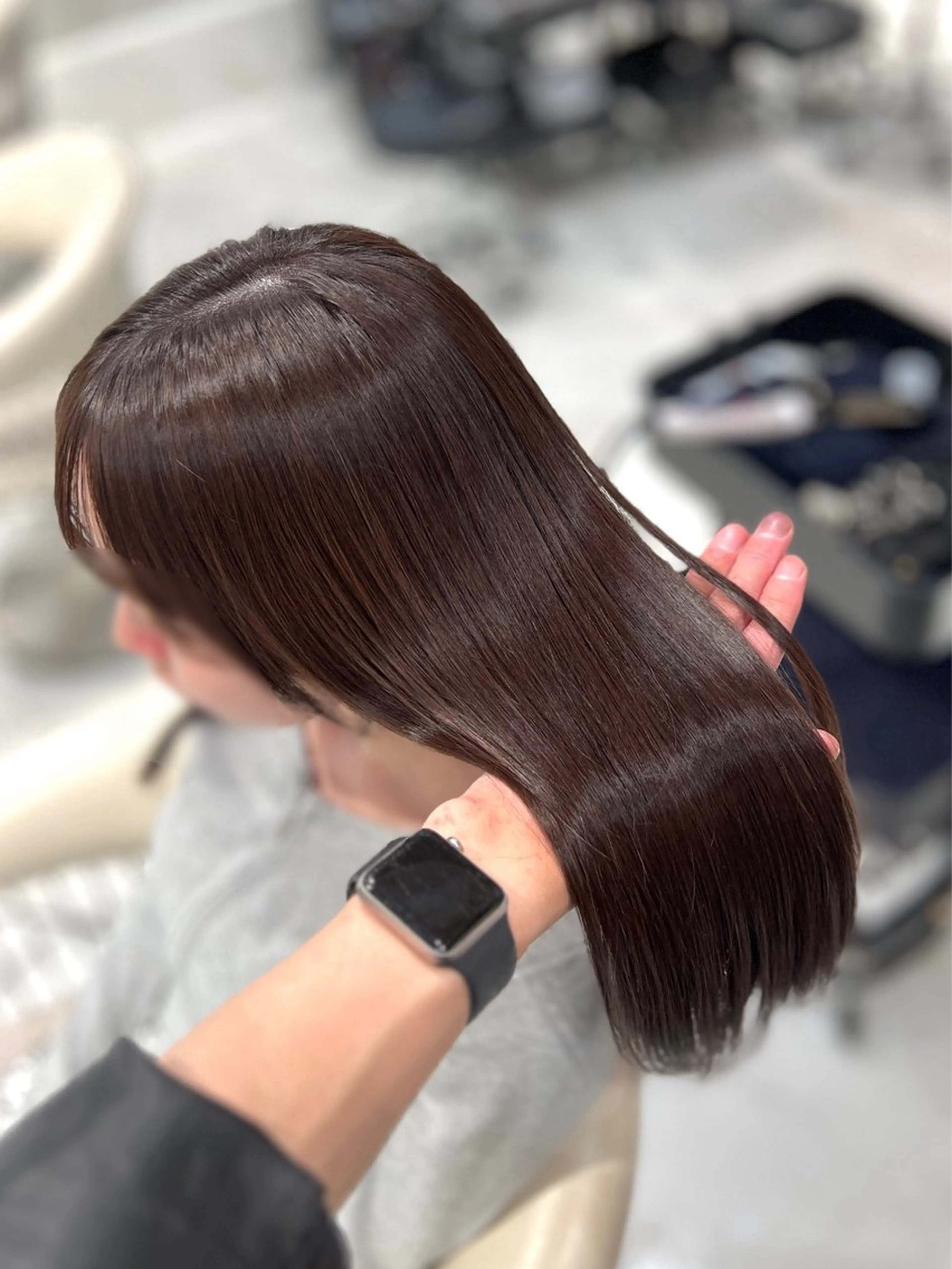 ロング カラー ブラウンカラー チョコレートブラウン 縮毛矯正/グレージュ /表参道/小森波琉のヘアスタイル