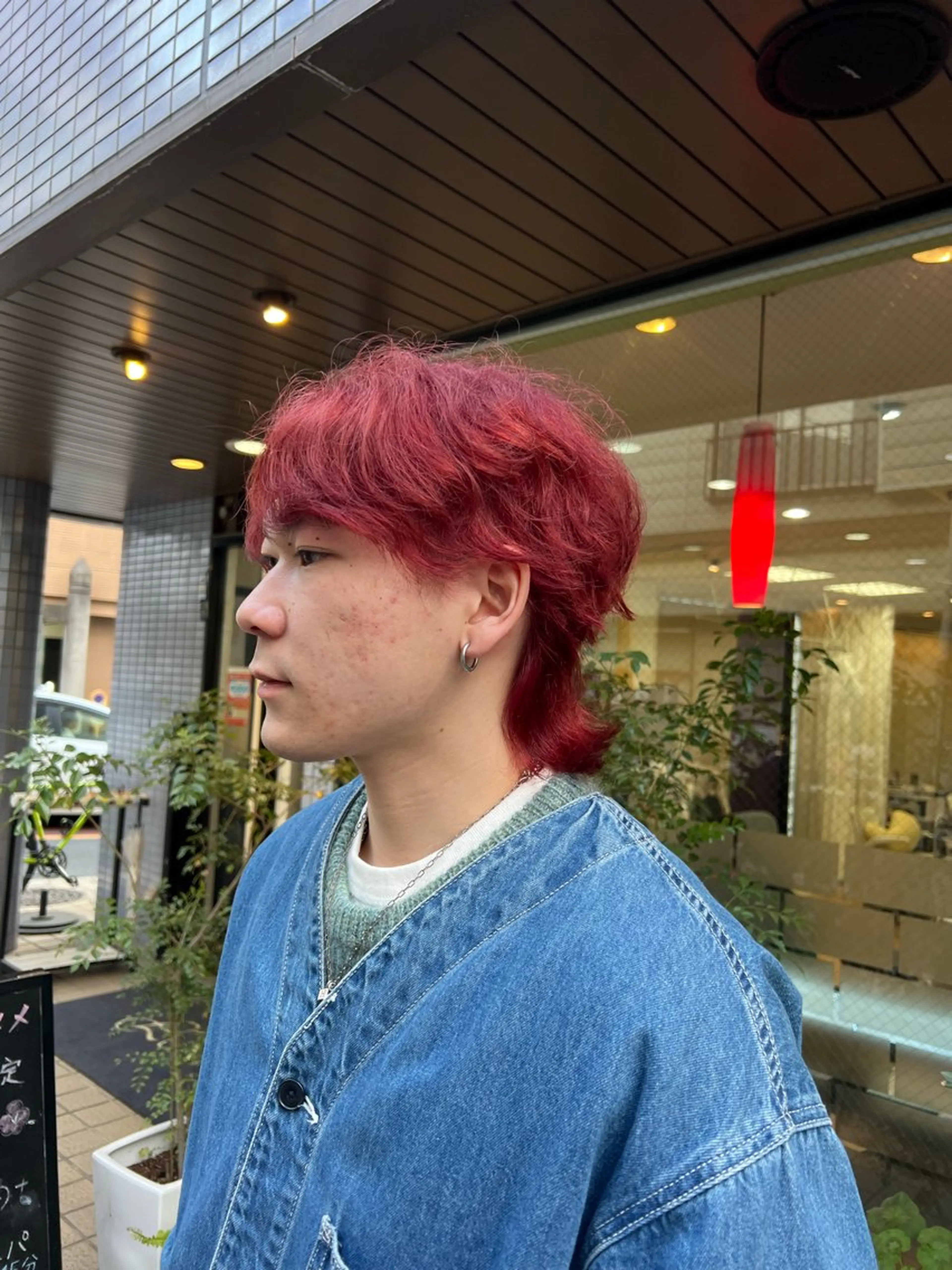 カラー メンズ メンズウルフカット レッドカラー ウルフカット カット ヘアカラー 💈メンズ特化/横浜 /菊地優翔💈のヘアスタイル