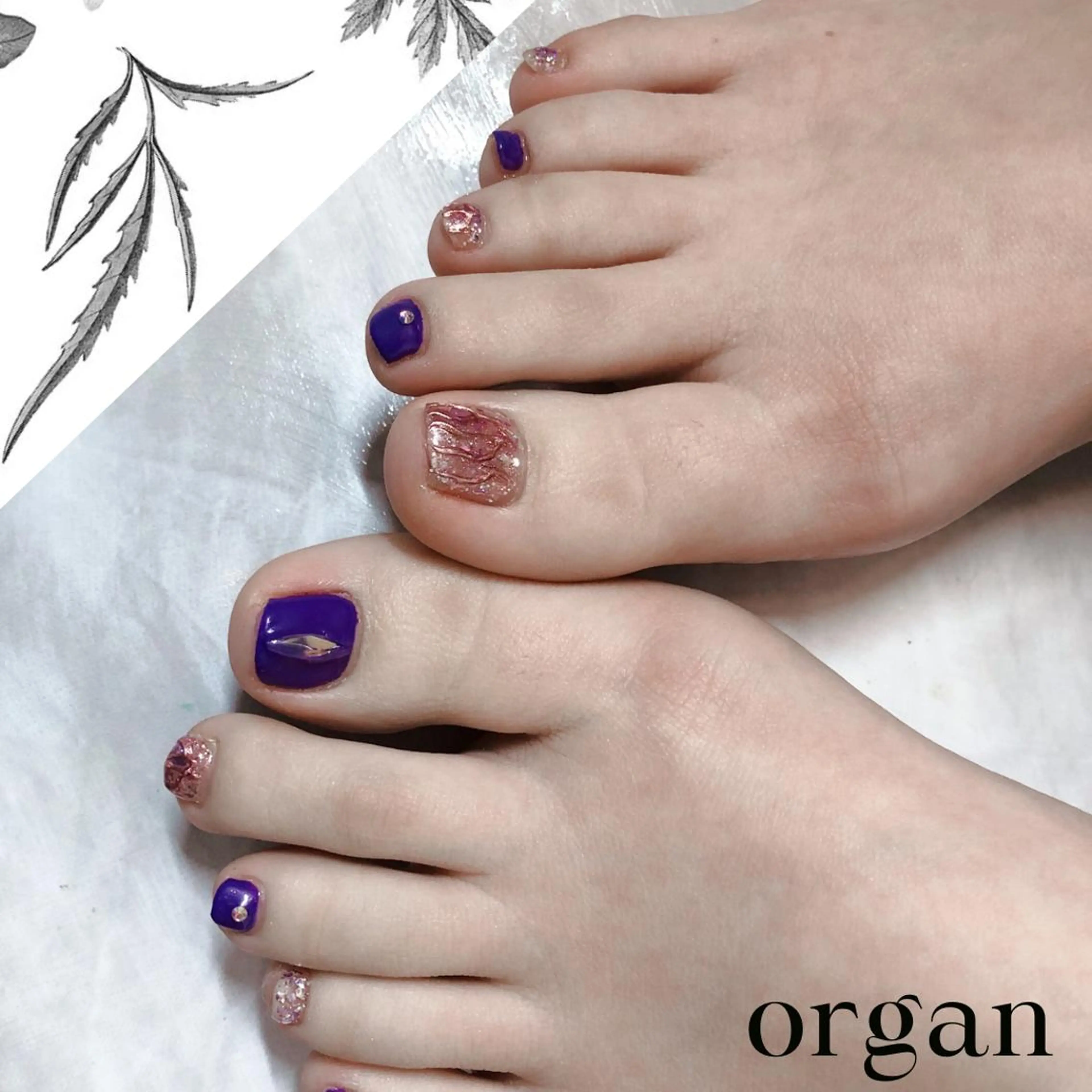 ネイル ピンク パープル 【ＯＲＧＡＮ】 nailのネイルデザイン