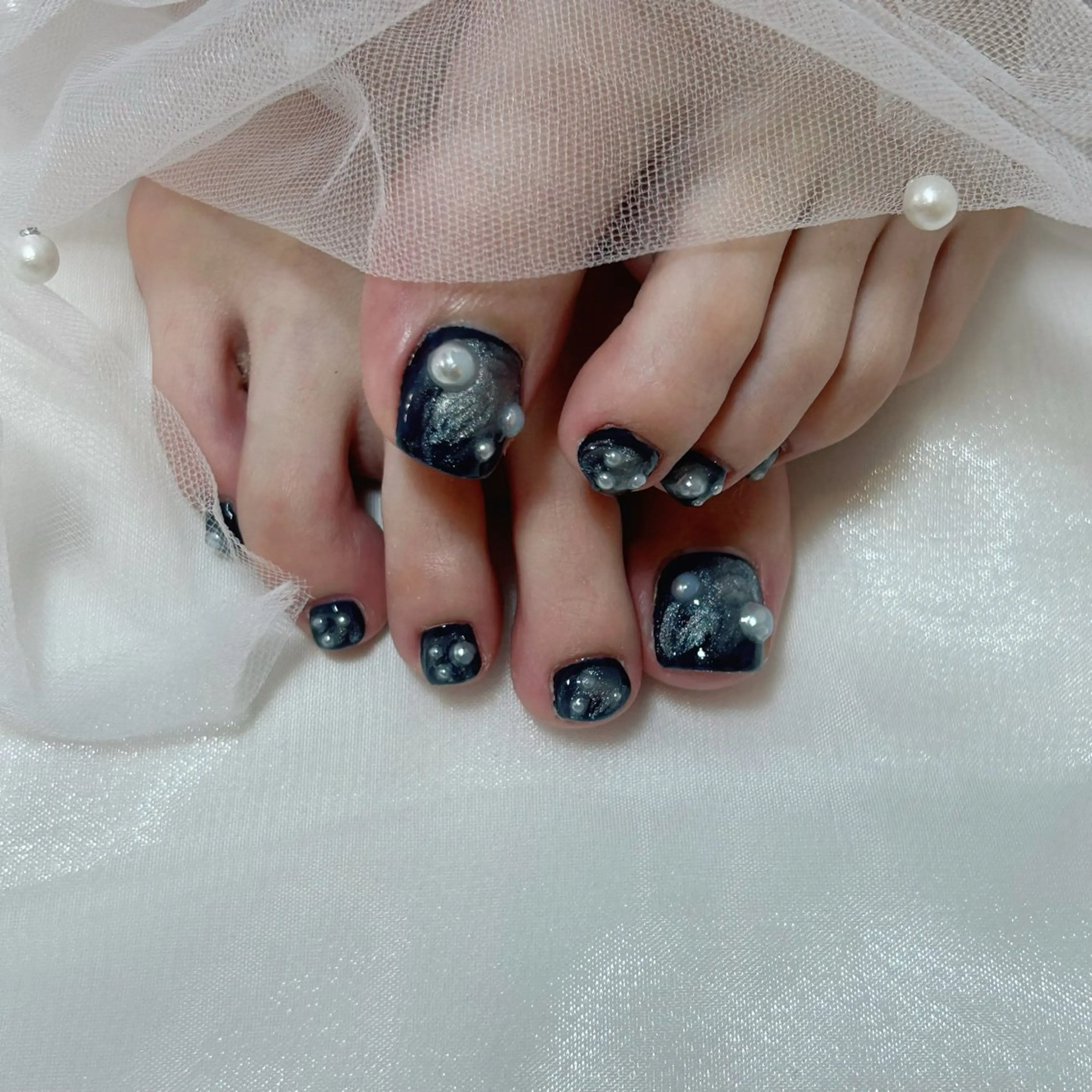 ネイル フットネイル ネイビー nico +所属・nico + 鷲野のネイルデザイン