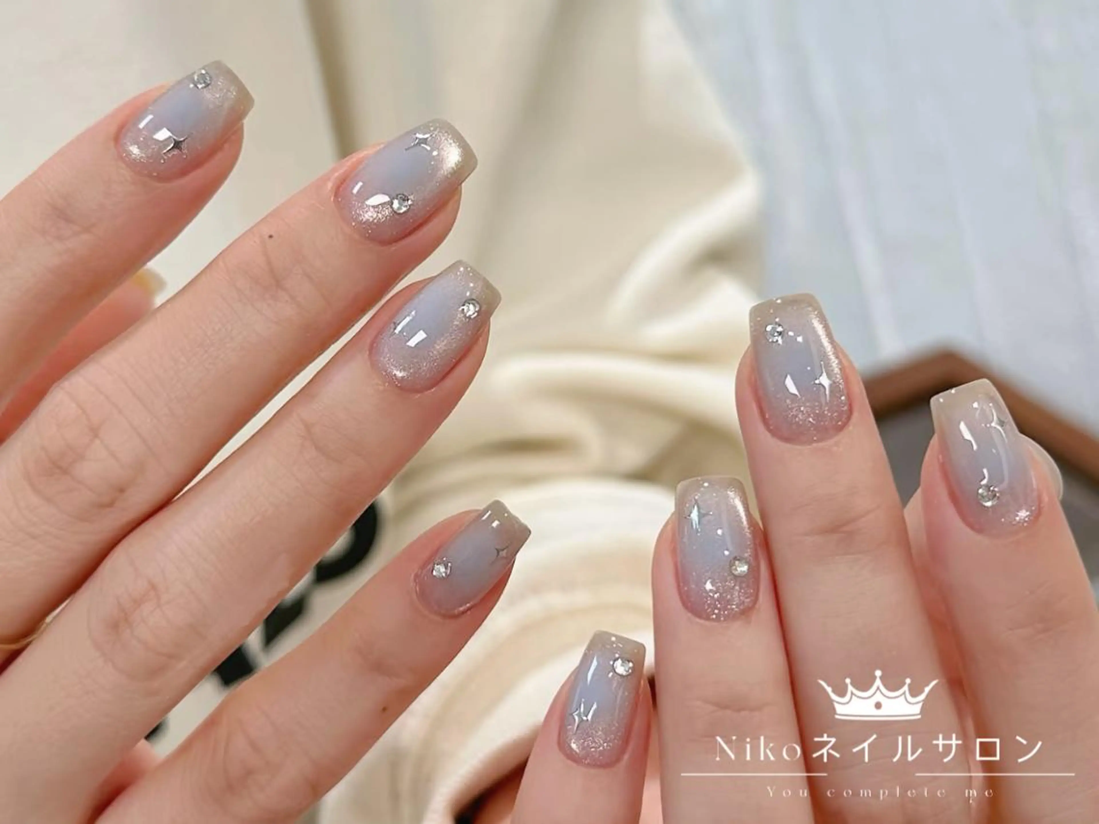 ネイル 長さ出し フットネイル フレンチネイル ジェルネイル ガラスフレンチ Niko ネイルサロン大宮店のネイルデザイン