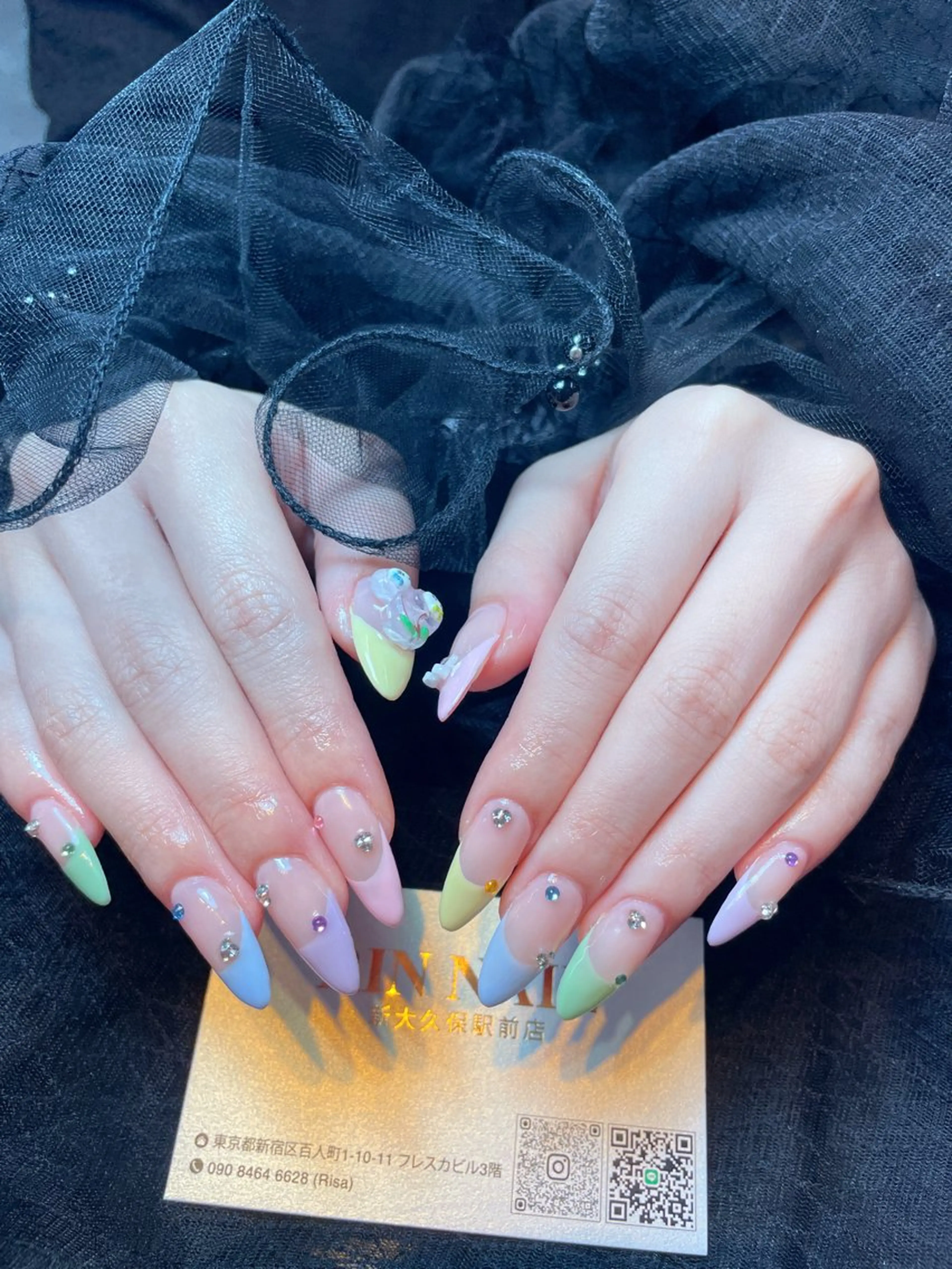 ネイル フレンチネイル ジェルネイル 韓国ネイル マグネットネイル ネイルチップ Rin Nail 新大久保店のネイルデザイン