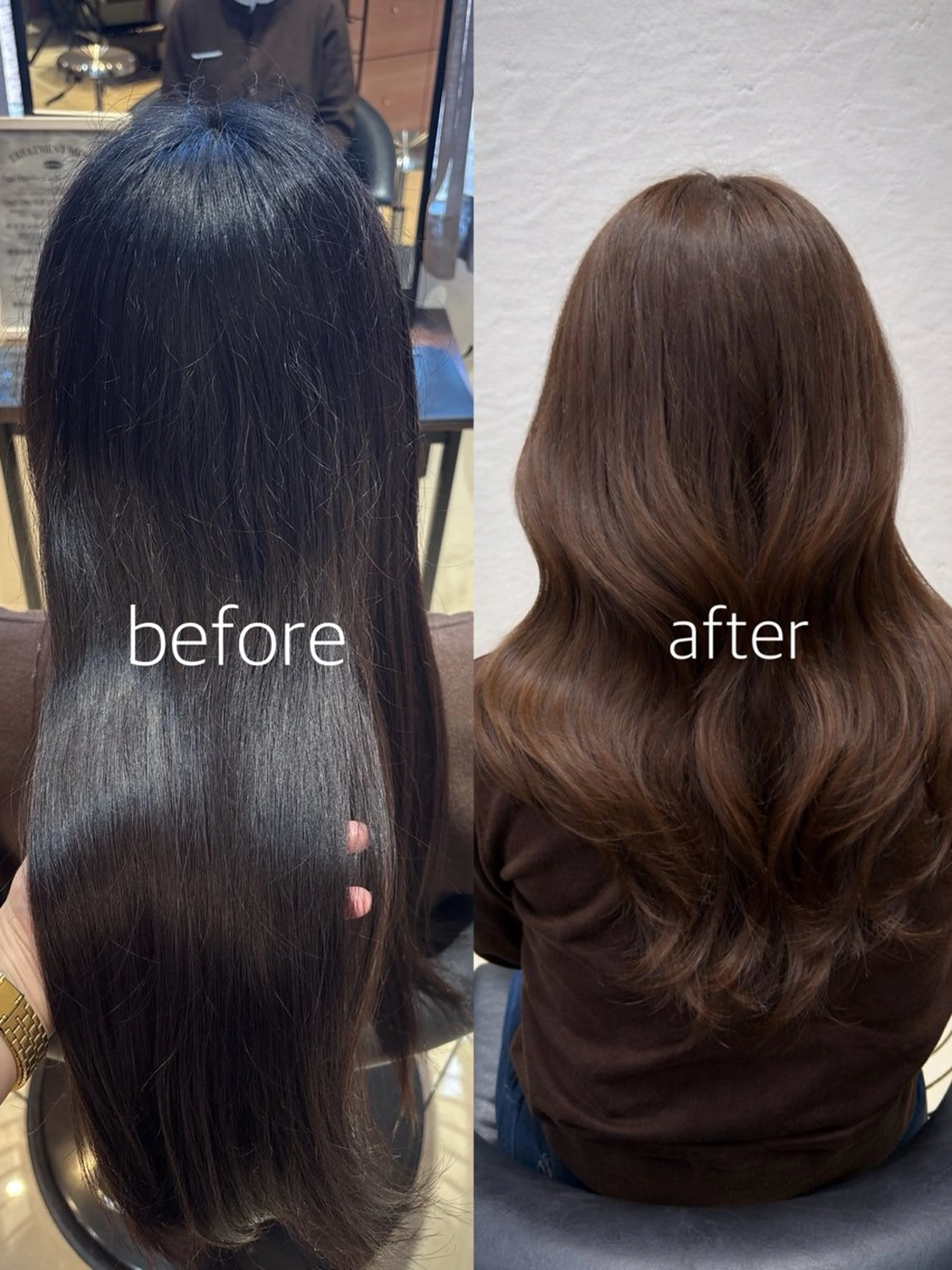 ロング カラー ブラウンカラー チョコレートブラウン カット ヘアカラー トリートメント 🫧いお/透明感艶 カラー/縮毛矯正🫧のヘアスタイル