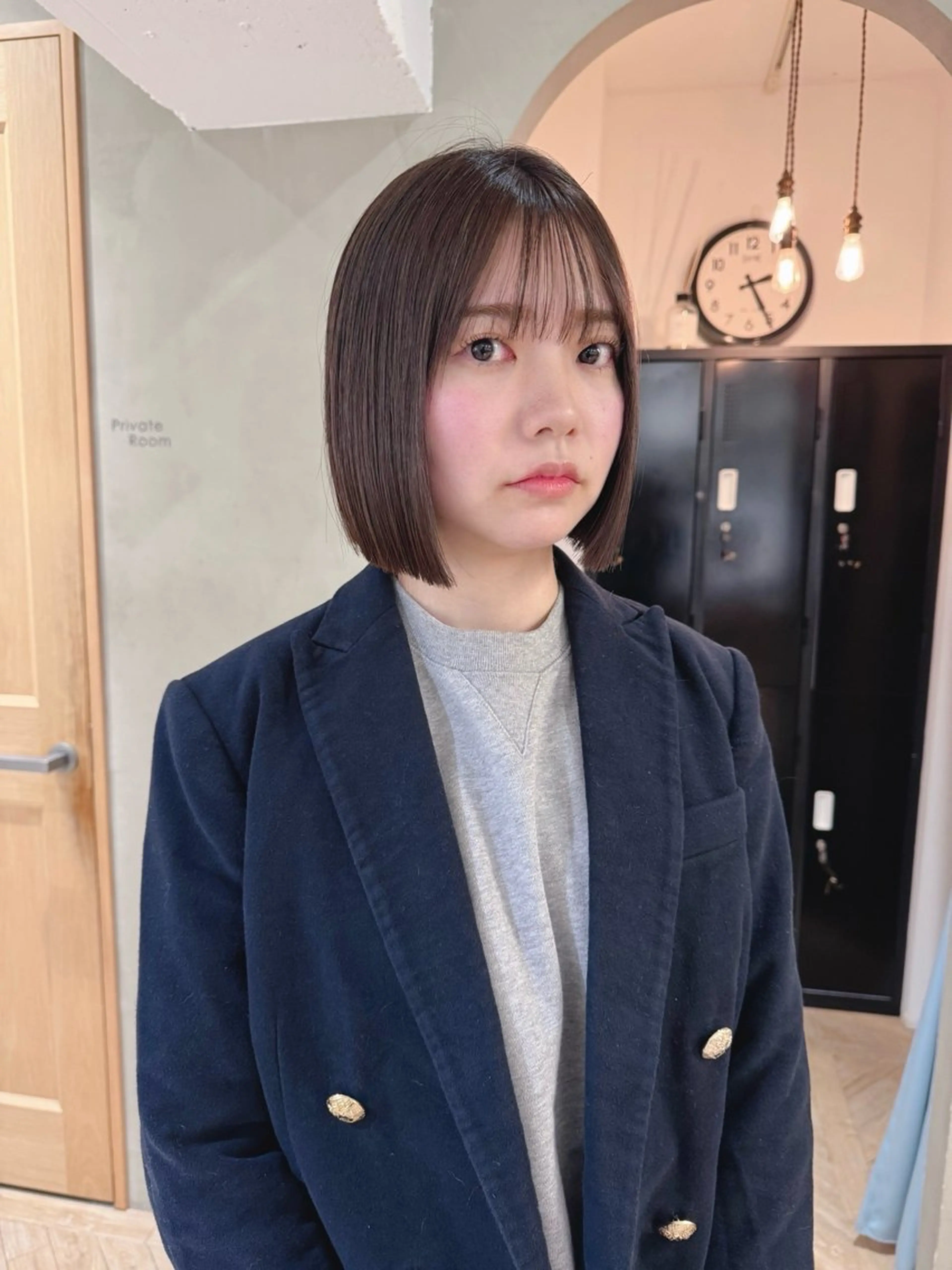 ミディアム カラー ダブルカラー グレージュ イルミナカラー ボブ カット 縮毛矯正 トリートメント ボブ/レイヤー 🌟梅田盛一🌟のヘアスタイル