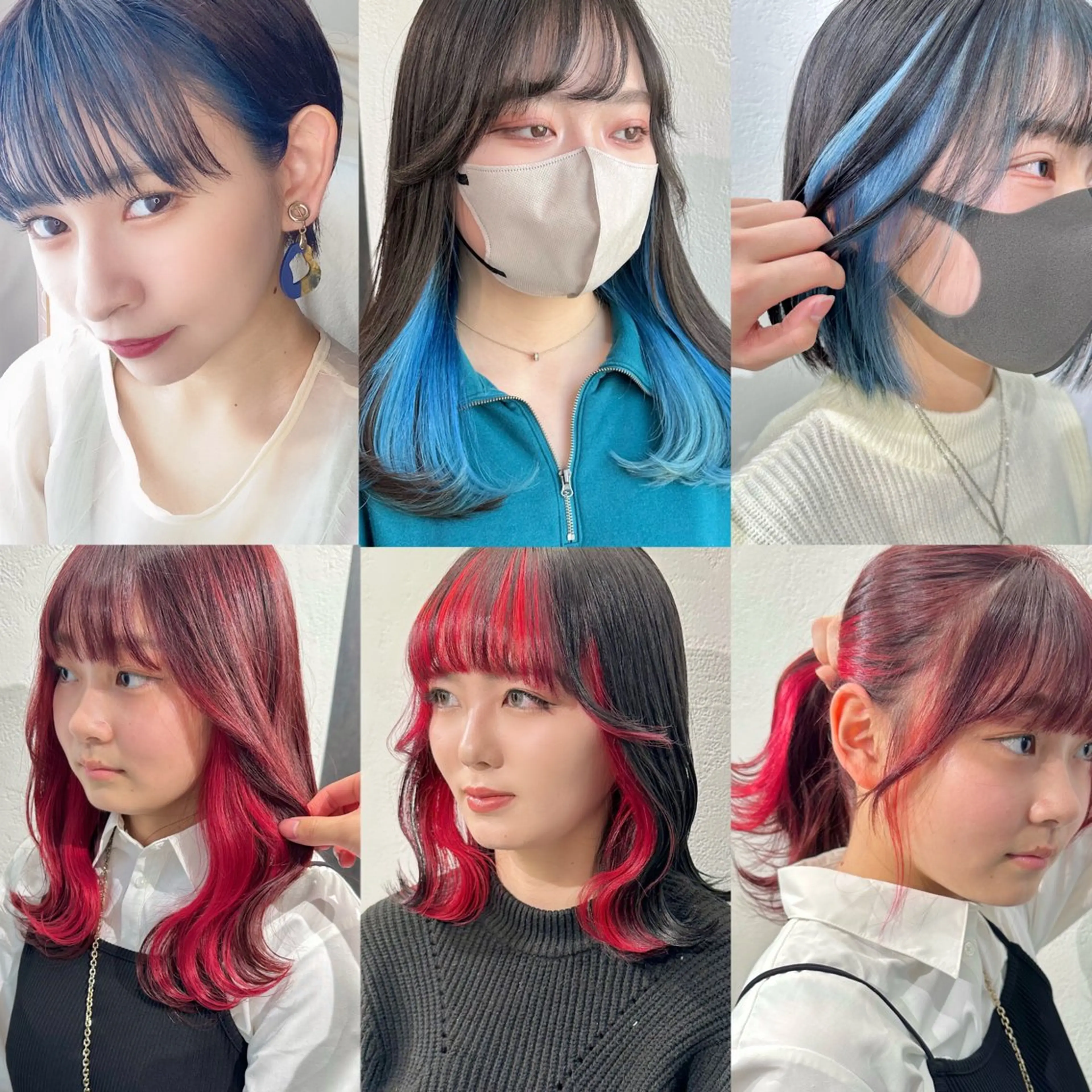 ミディアム カラー ミストバング ブルーカラー デザインカラー  フェイスフレーミング インナーカラー カット ヘアカラー トリートメント インナーカラー/レイ ヤーカット♡/マキシのヘアスタイル