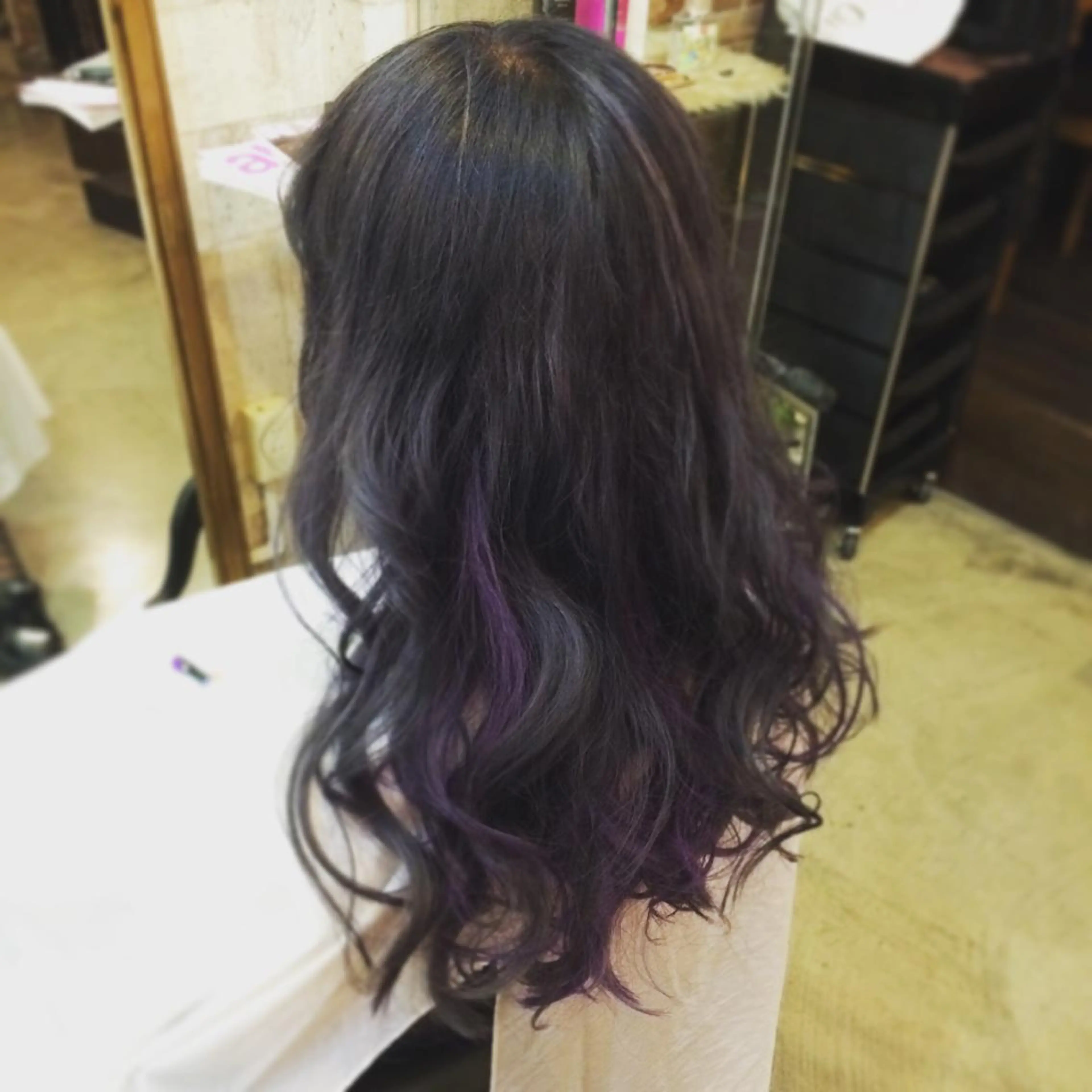 ロング カラー アッシュ インナーカラー パープルカラー インナーカラー/天神 ブリーチ/吉田のヘアスタイル