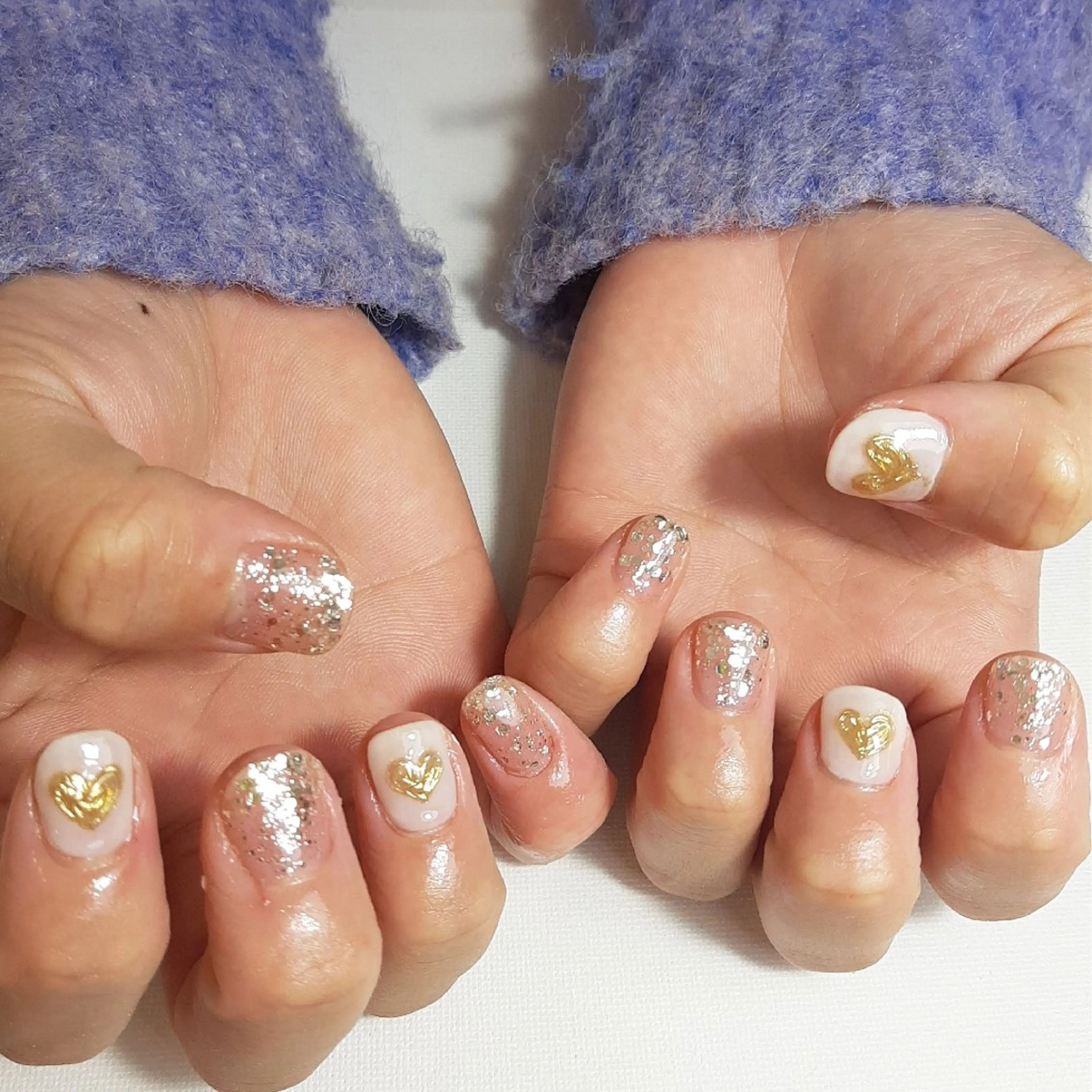 ネイル ジェルネイル キラキラネイル 持ち込み ショートネイル 冬ネイル owlnail /持込みデザイン専門のネイルデザイン