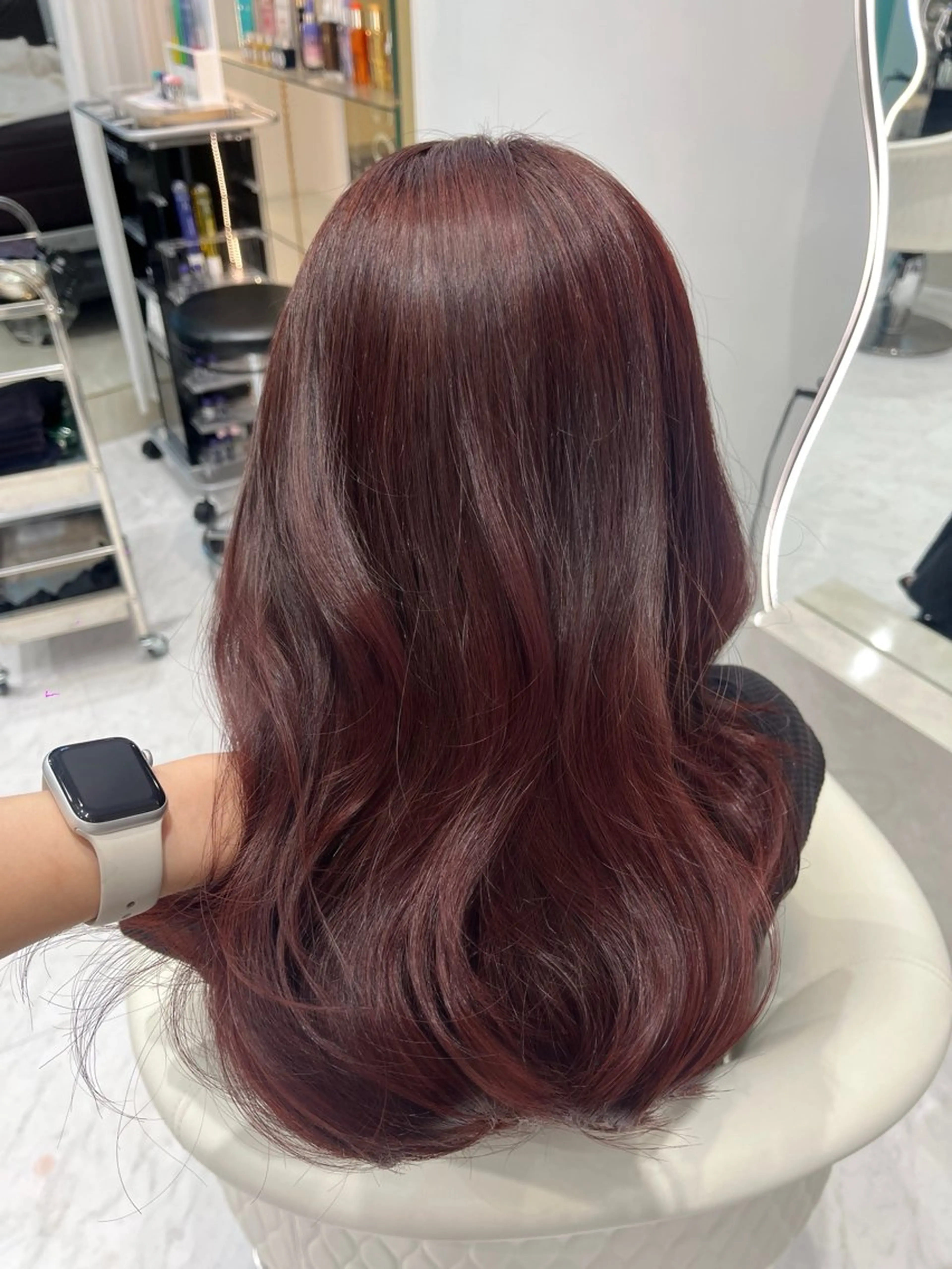 セミロング カラー カシス レッドカラー 名古屋/透明感カラー /韓国ヘア/高木梨帆のヘアスタイル